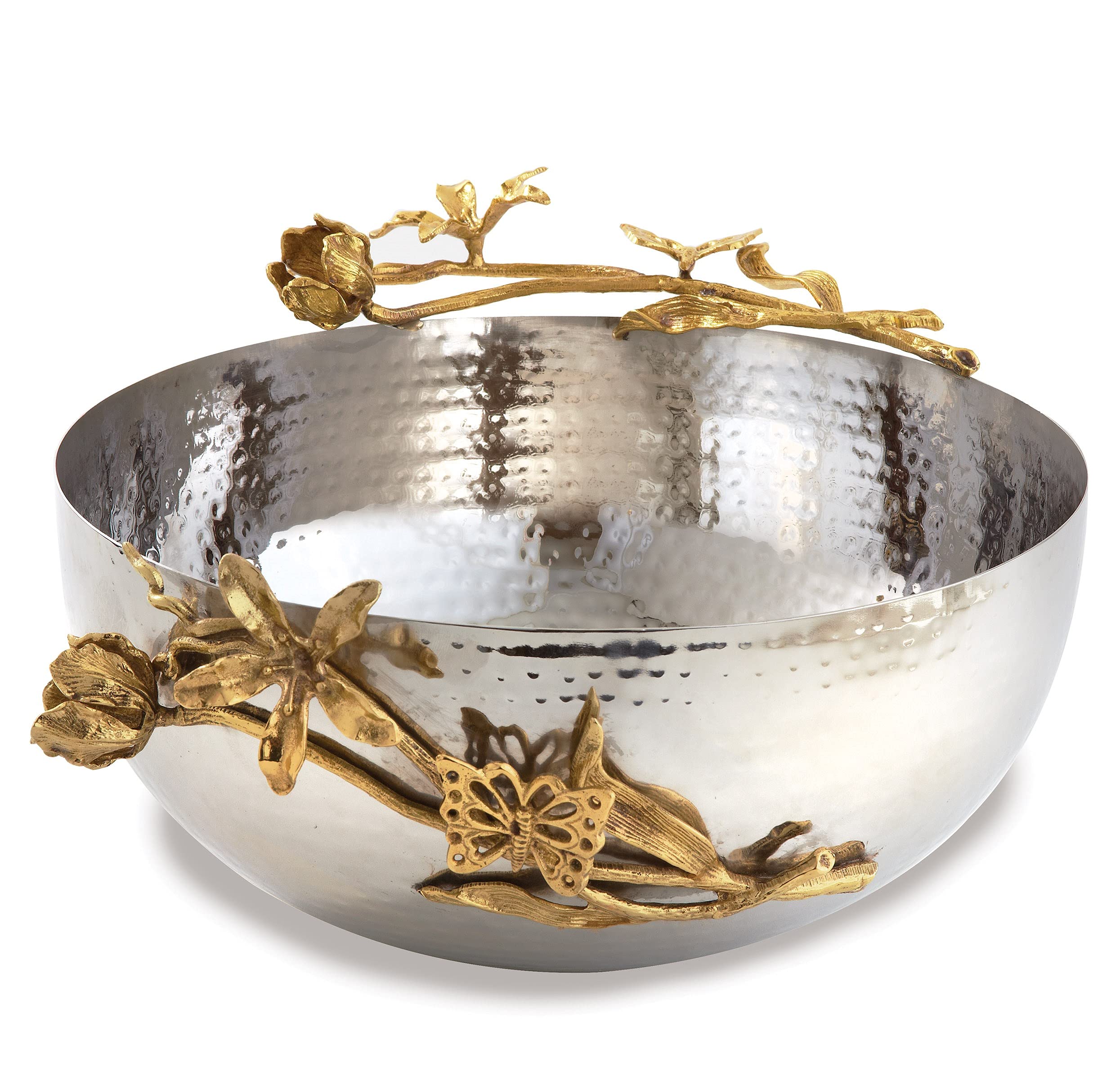 Elegance Butterfly Centerpiece Serving Bowl, 11.5''X5.25'', Silver/Gold