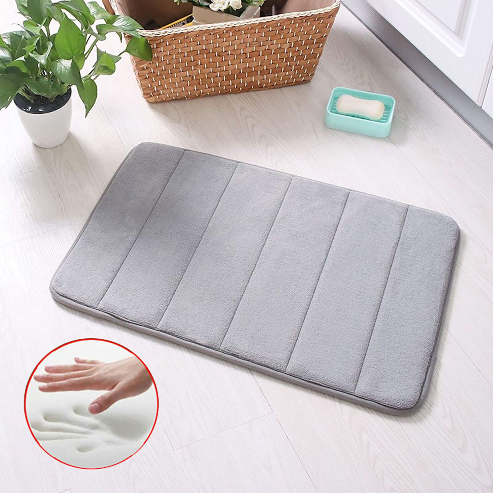 Vanra Small Bath Mat Bath Rugs Anti-Slip Memory Foam Non-Slip Bathroom Mat Soft Bathmat Carpet 157 X 236 (Gray)