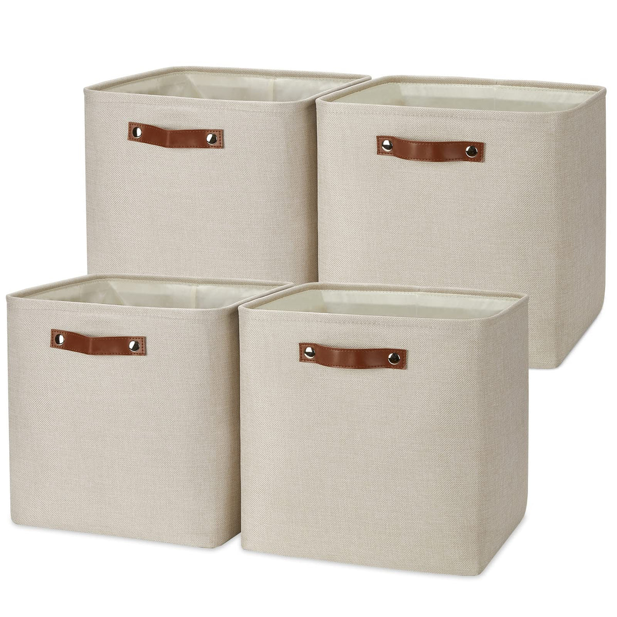 Temary Cube Storage Baskets 13 Inch Cube Storage Bins 4 Pack Baskets For Organizing Shelves Fabric Cloth Bins For Shelf, Nursery