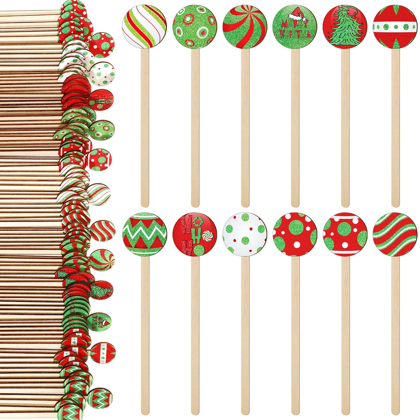 Jinei 120 Pcs Christmas Coffee Stirrers Stir Sticks Natural Wooden Stir Sticks Disposable Drink Stirrers For Stirring Hot Chocol