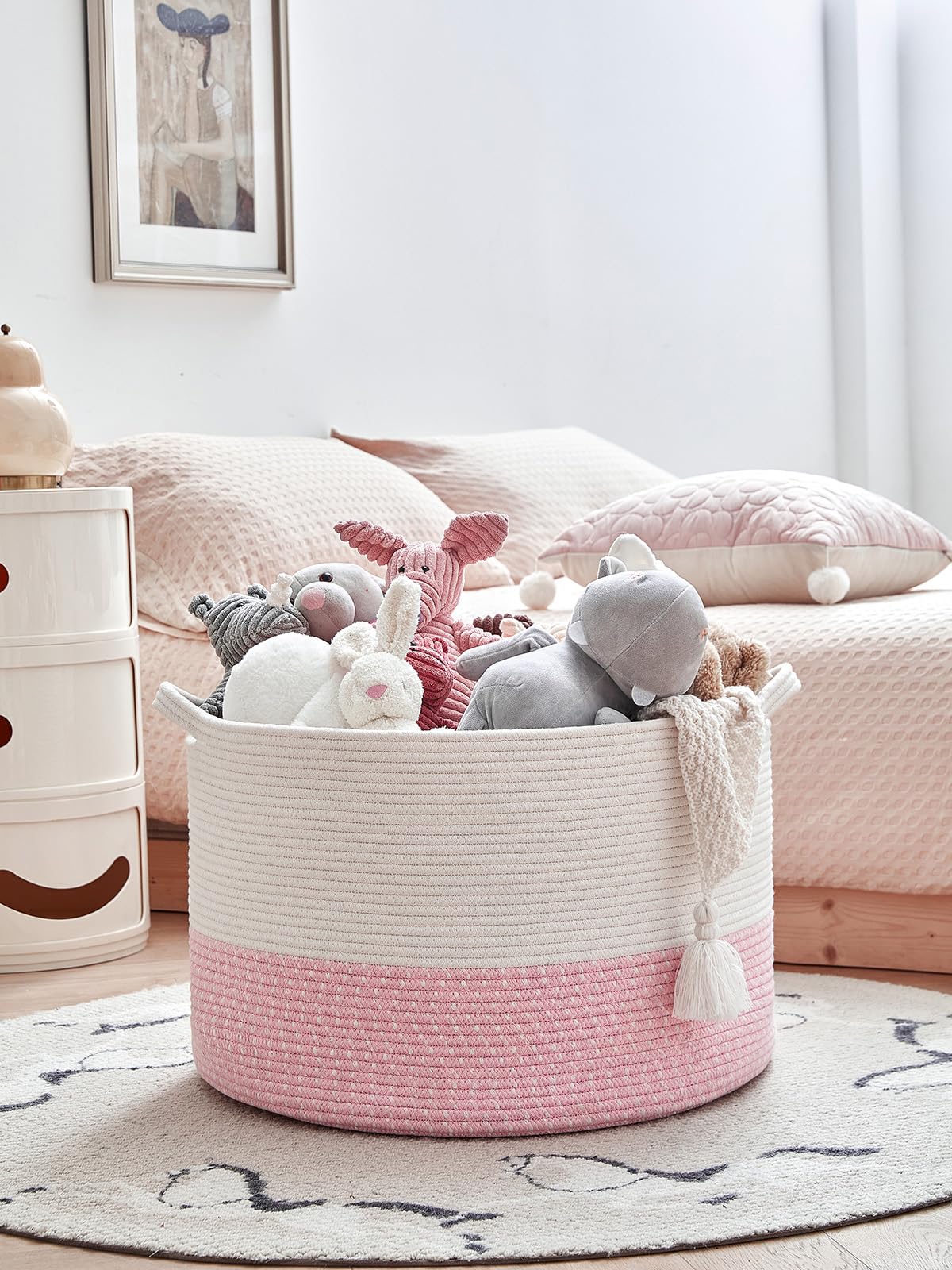 R RUNKA Extra Large Cotton Rope Basket 22'' x 14'' Toy Basket