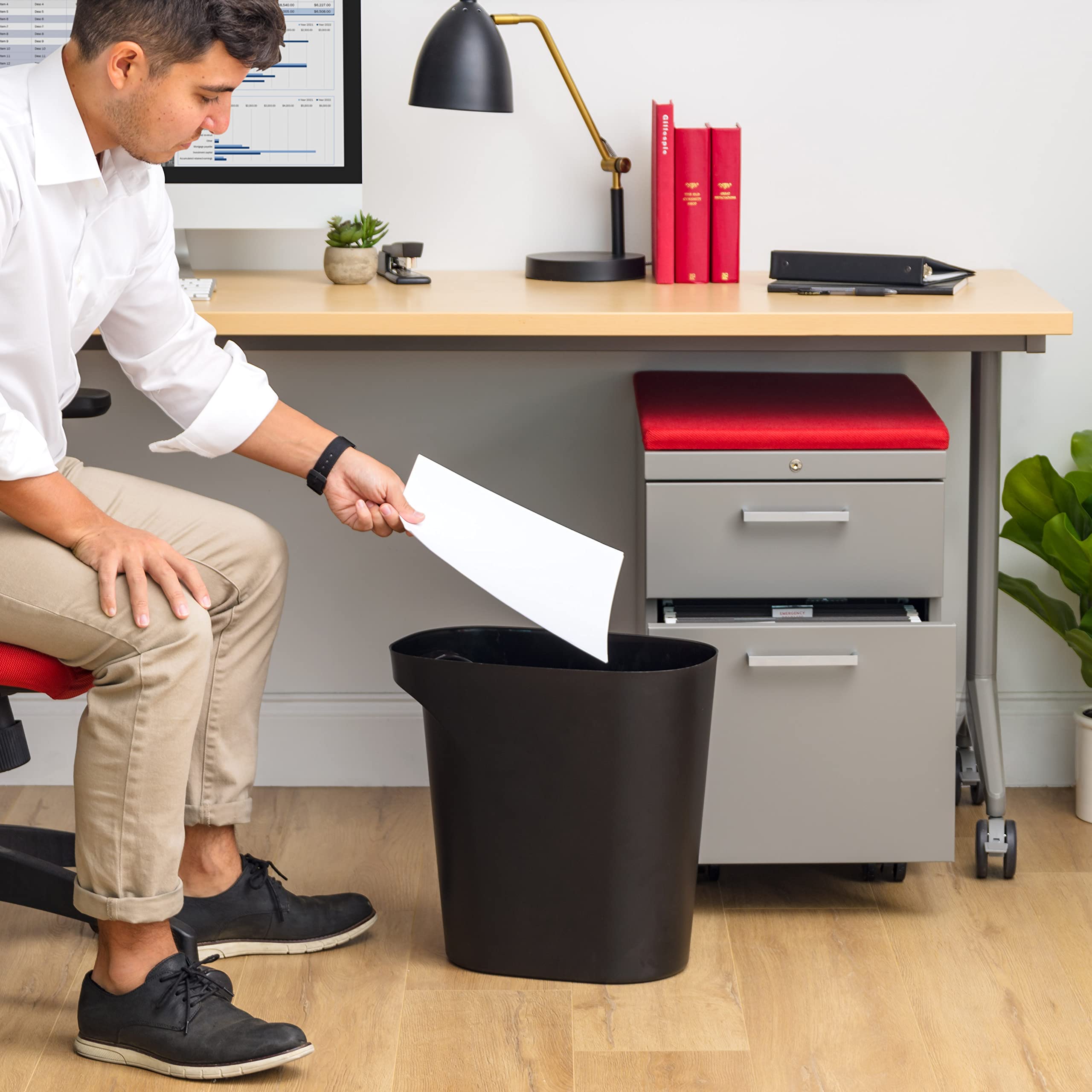 Iris Usa 6 Gallon / 24 Quart Trash Can Garbage Can Plastic Wastebasket Container Set, 3-Pack, For Home Office Kitchen Bedroom Ba