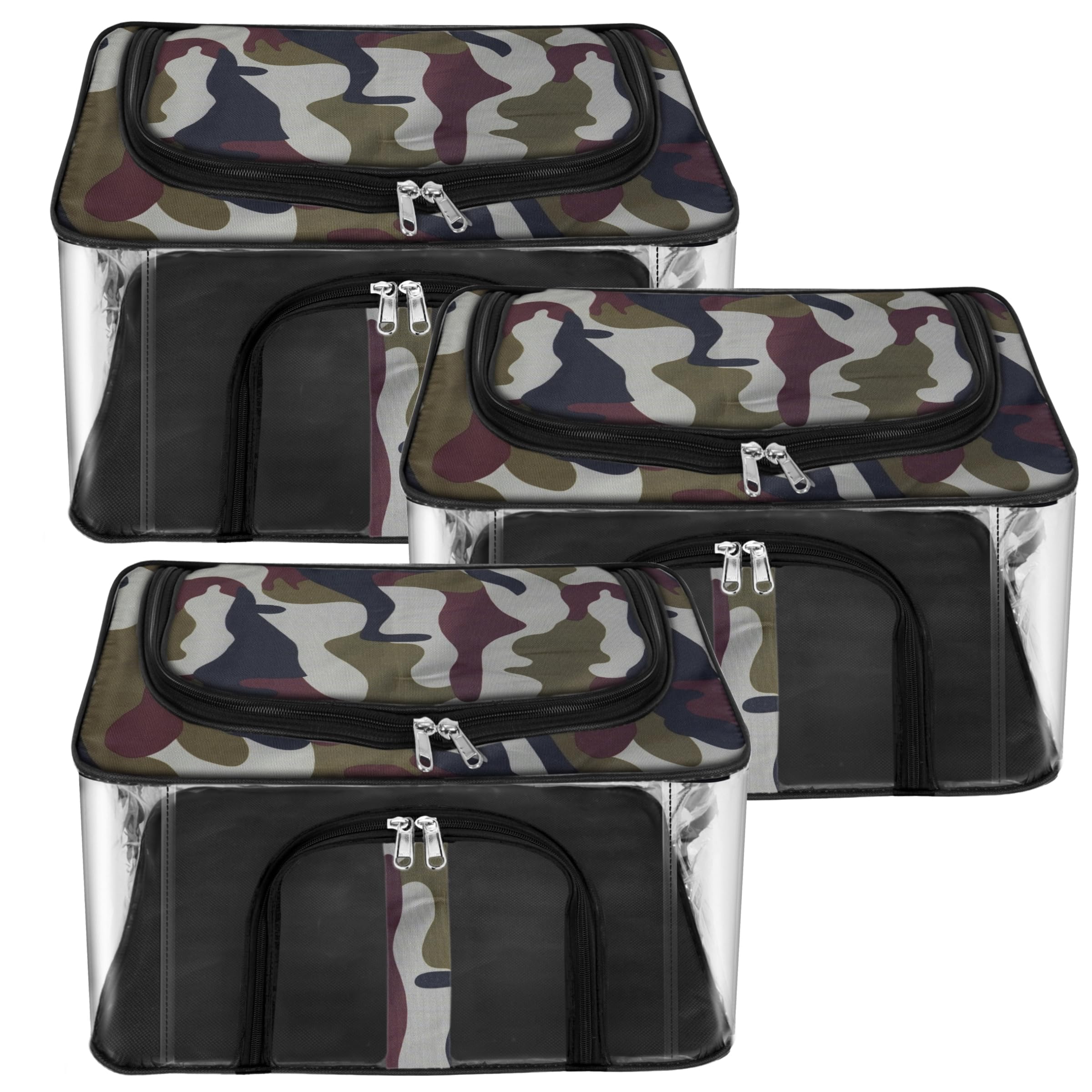 Storite 3 Pack Nylon 33 L Military Print Transparent Moisture Proof Storage Box For Clothes Closet Wardrobe Organizer For Clothe