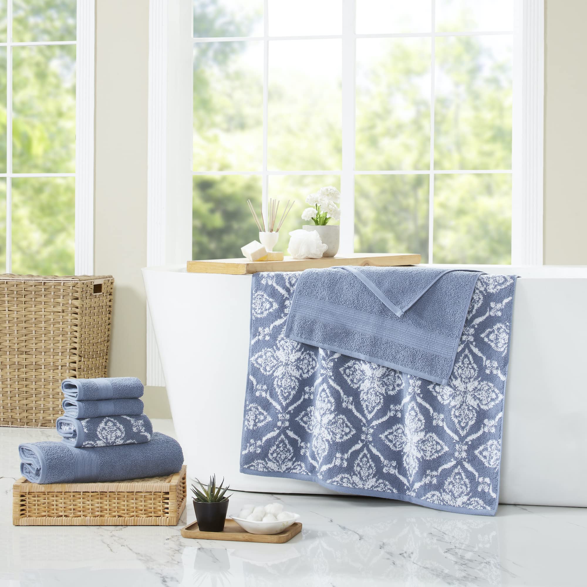 Modern Threads Amaris 6-Piece Reversible Yarn Dyed Jacquard Towel Set - Bath Towels, Hand Towels, & Washcloths - Super Absorbent