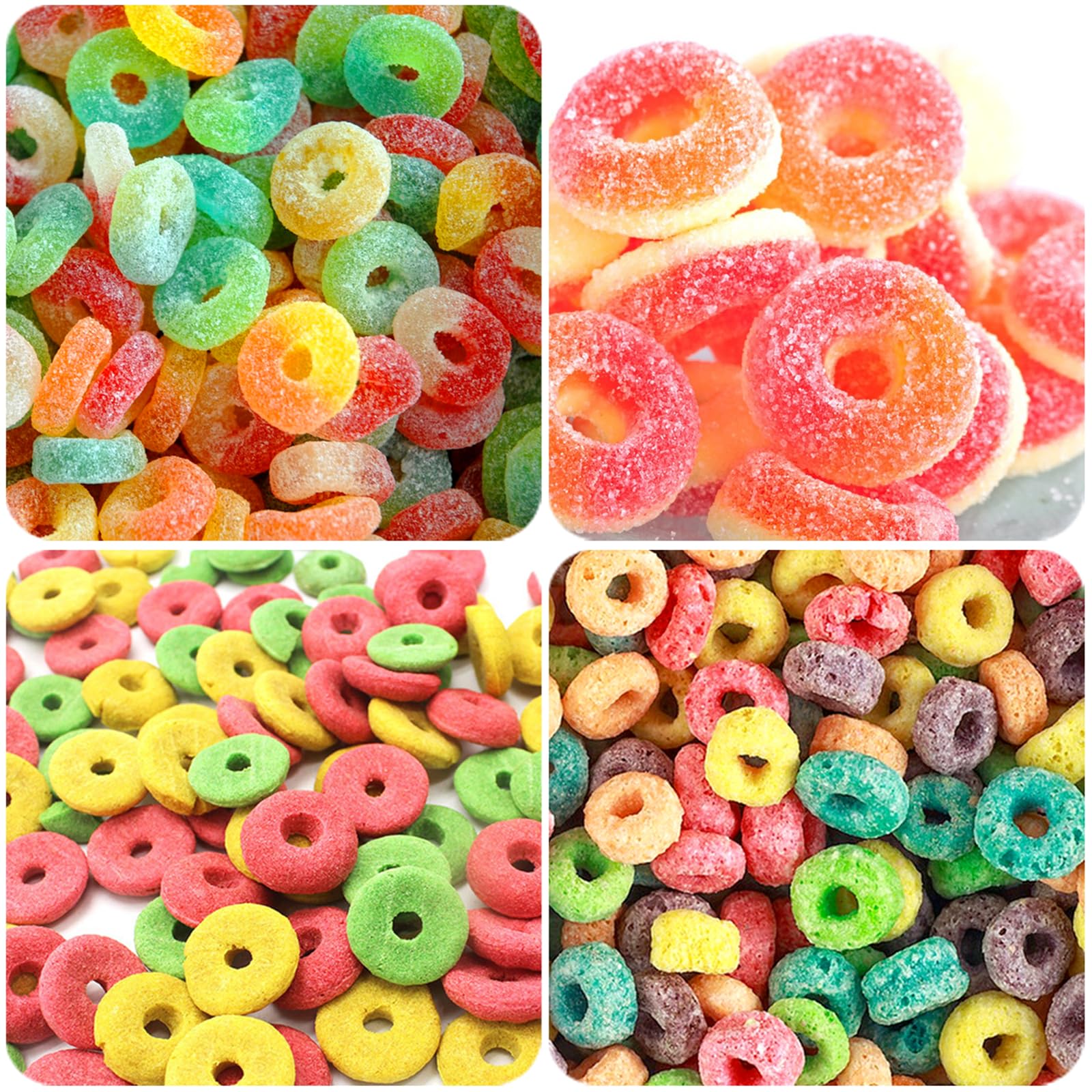 JOERSH Gummy Loop Molds  4 Silicone Candy Molds with 4 Droppers  Non-Stick Mini Donut Pans for Gummy Rings  Fruit Loop Gummies  Cereal Loops