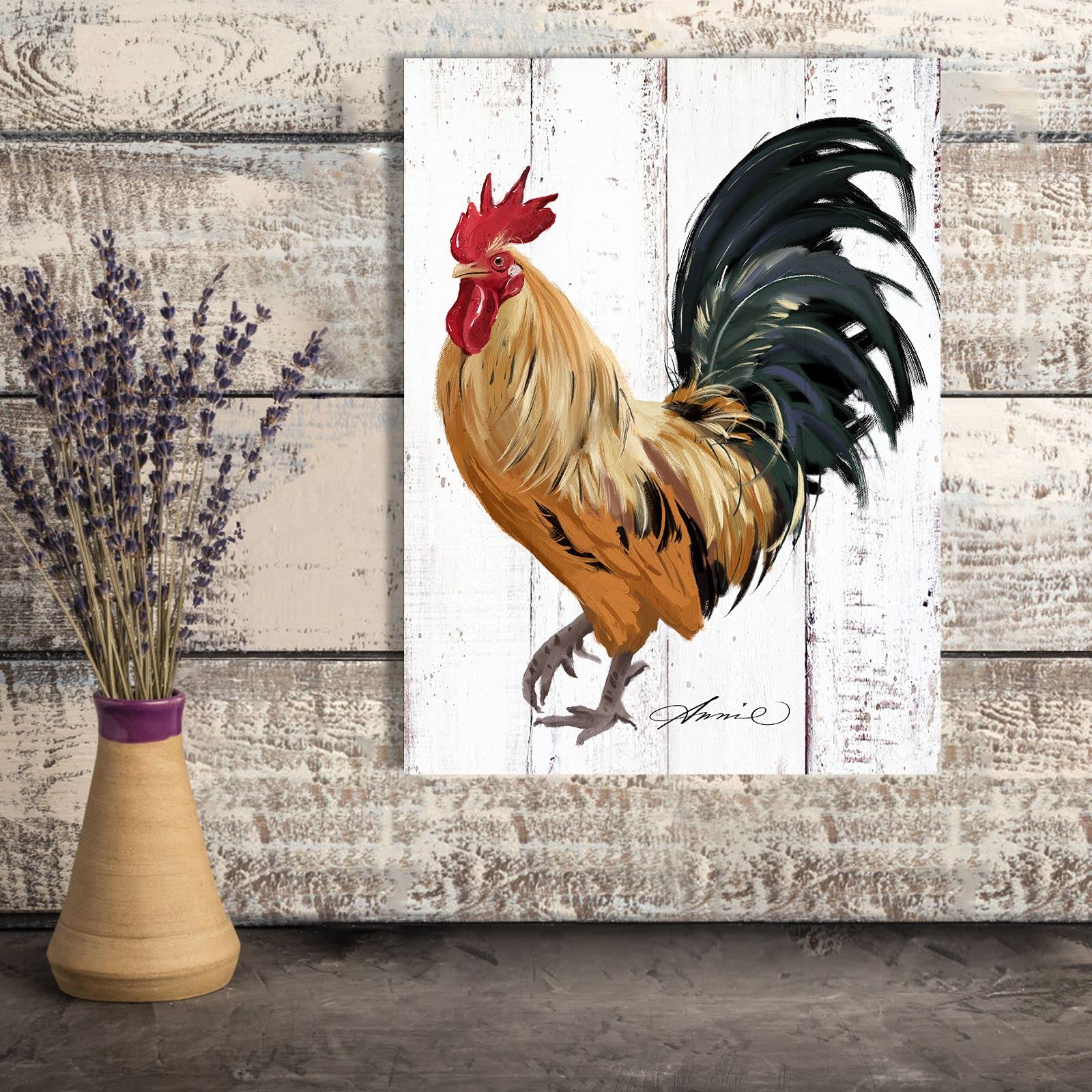 Rooster Kitchen Decor Wall Art - Farmhouse Canvas Painting Picture Prints Artwork For Home Kitchen Decor