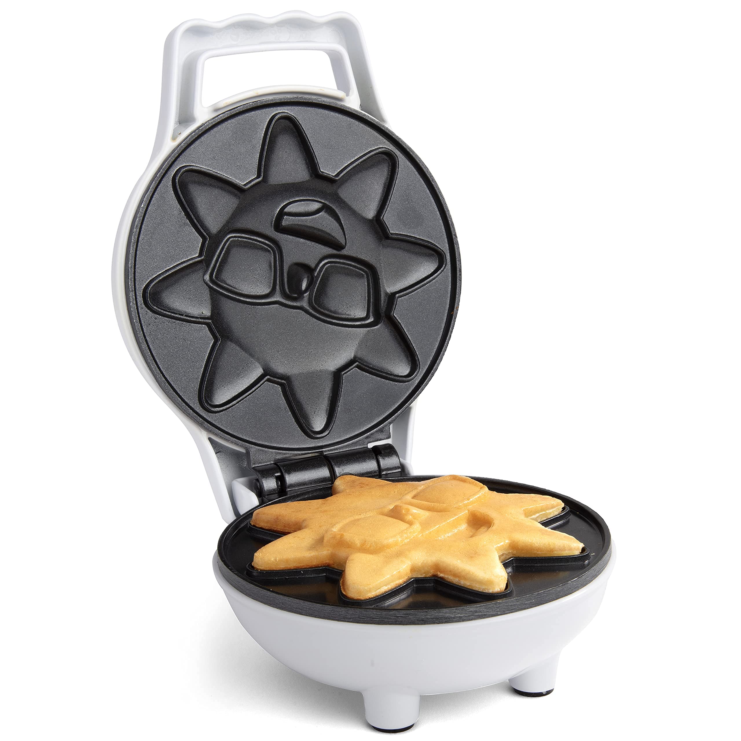 Rise & Shine Mini Sun Waffle Maker - Personal-Sized 4'' Sunshine Smile Individual Waffles For Kids, Adults- Cute Non-Stick Elect