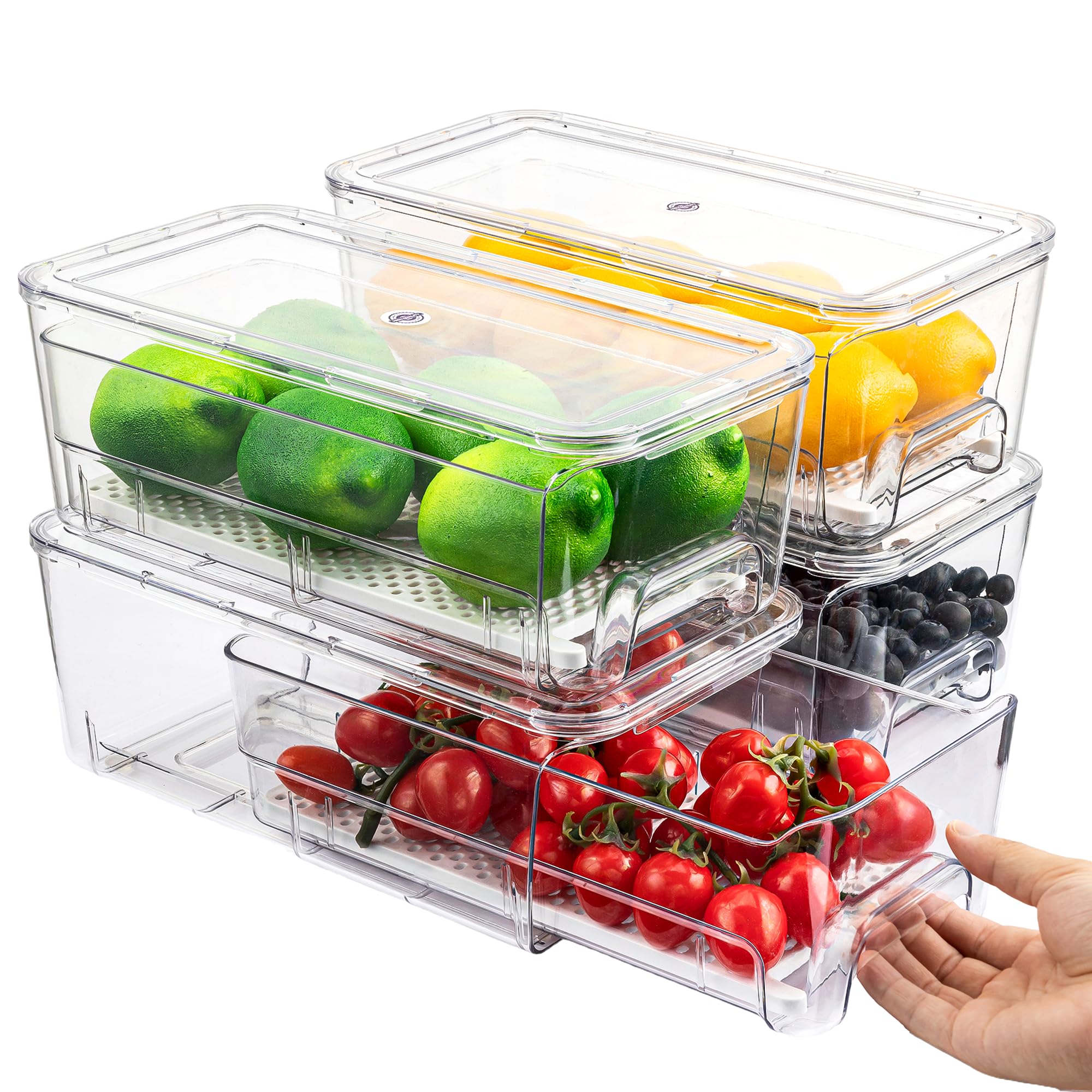 Imncya 4 Pack Refrigerator Organizer Bins, Clear Fridge Drawers Organizers