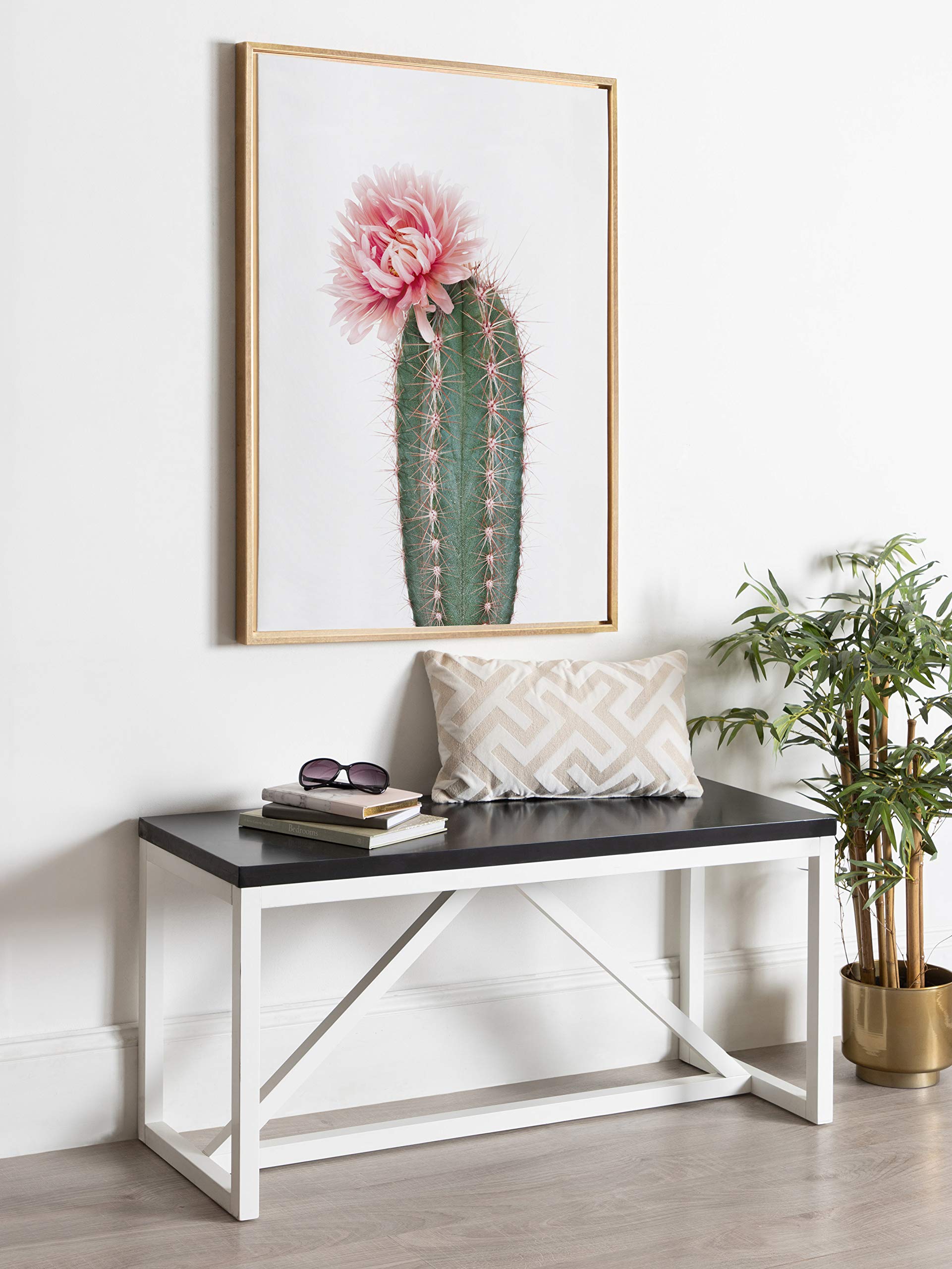 Kate And Laurel Sylvie Pink Cactus Flower Framed Canvas Wall Art By Amy Peterson, 28X38 Gold