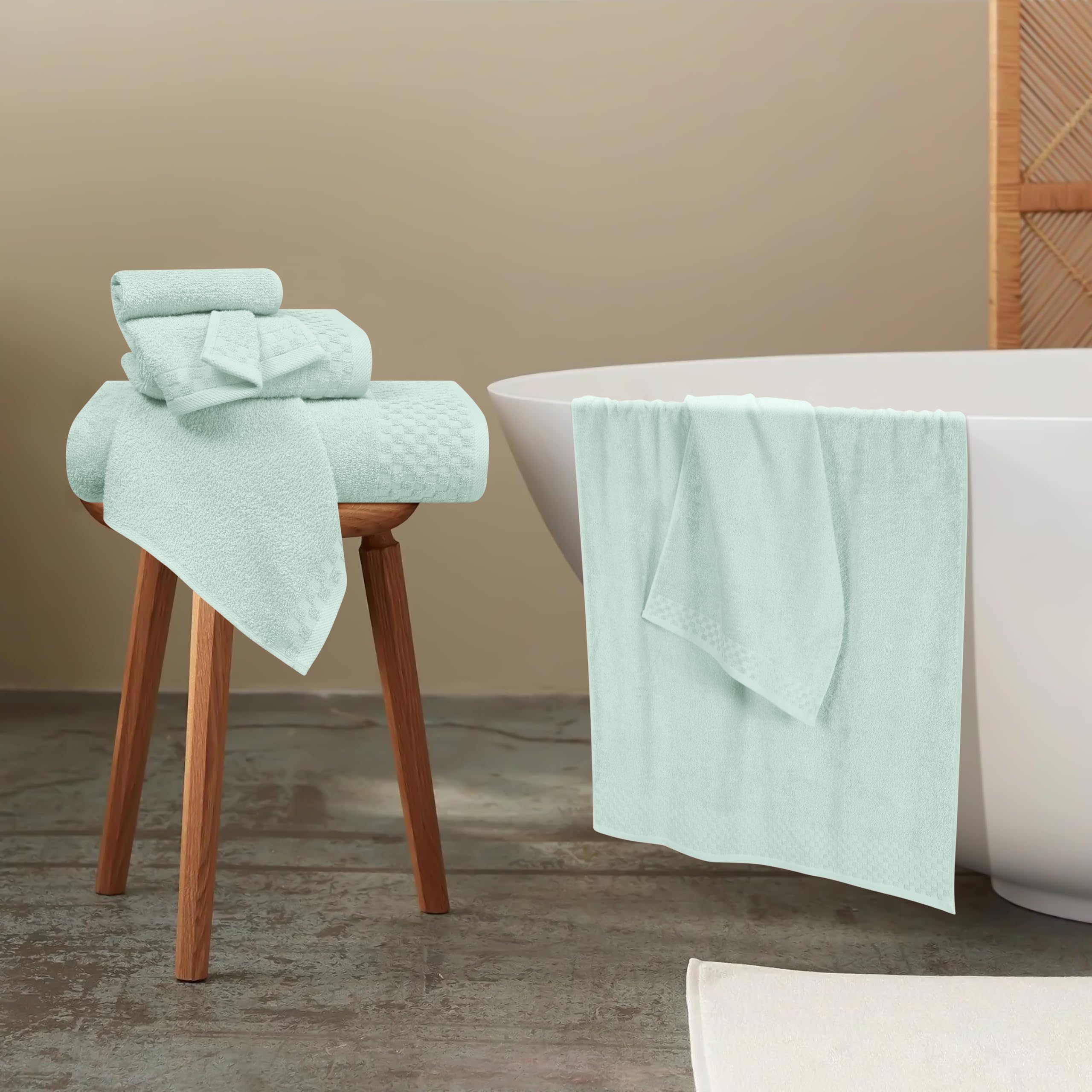 Myown Premium Cotton 6 Pack Towel Set For Bathroom, Contains 2 Bath Towels 28X55 Inch, 2 Hand Towels 16X24 Inch & 2 Wash Coths 1