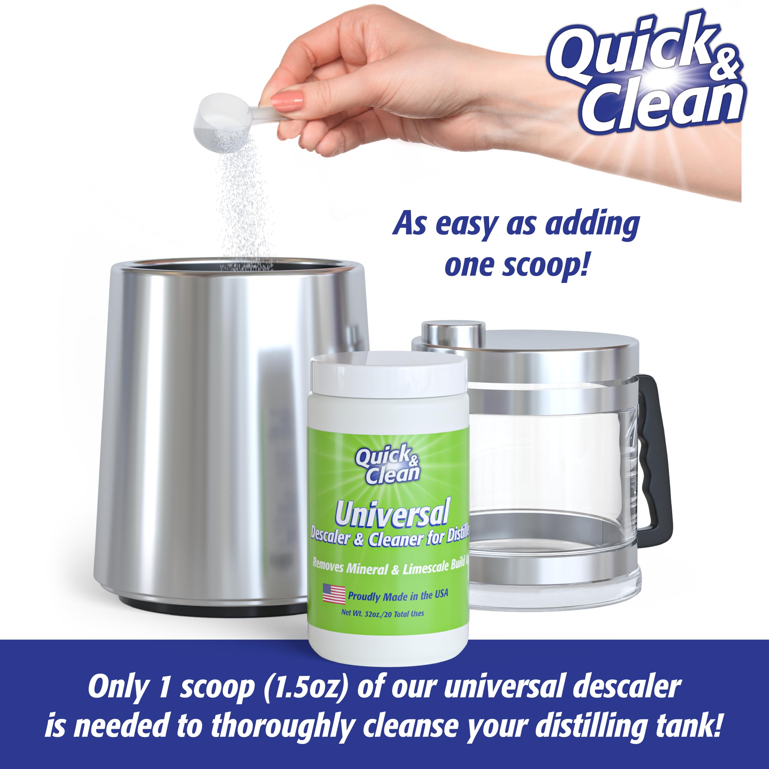 Quick & Clean Universal Descaler - 2Lbs - Made In The Usa - Granule Descaling Powder For Distilling Machines & More - Removes Mi
