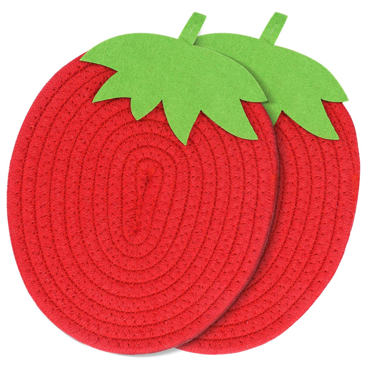 Lnq Luniqi 2Pcs Heat Resistant Place Mat Stberry Shaped Cotton Thread Table Mats Kitchen Resistant Cloth Trivets For Kitchen Hot