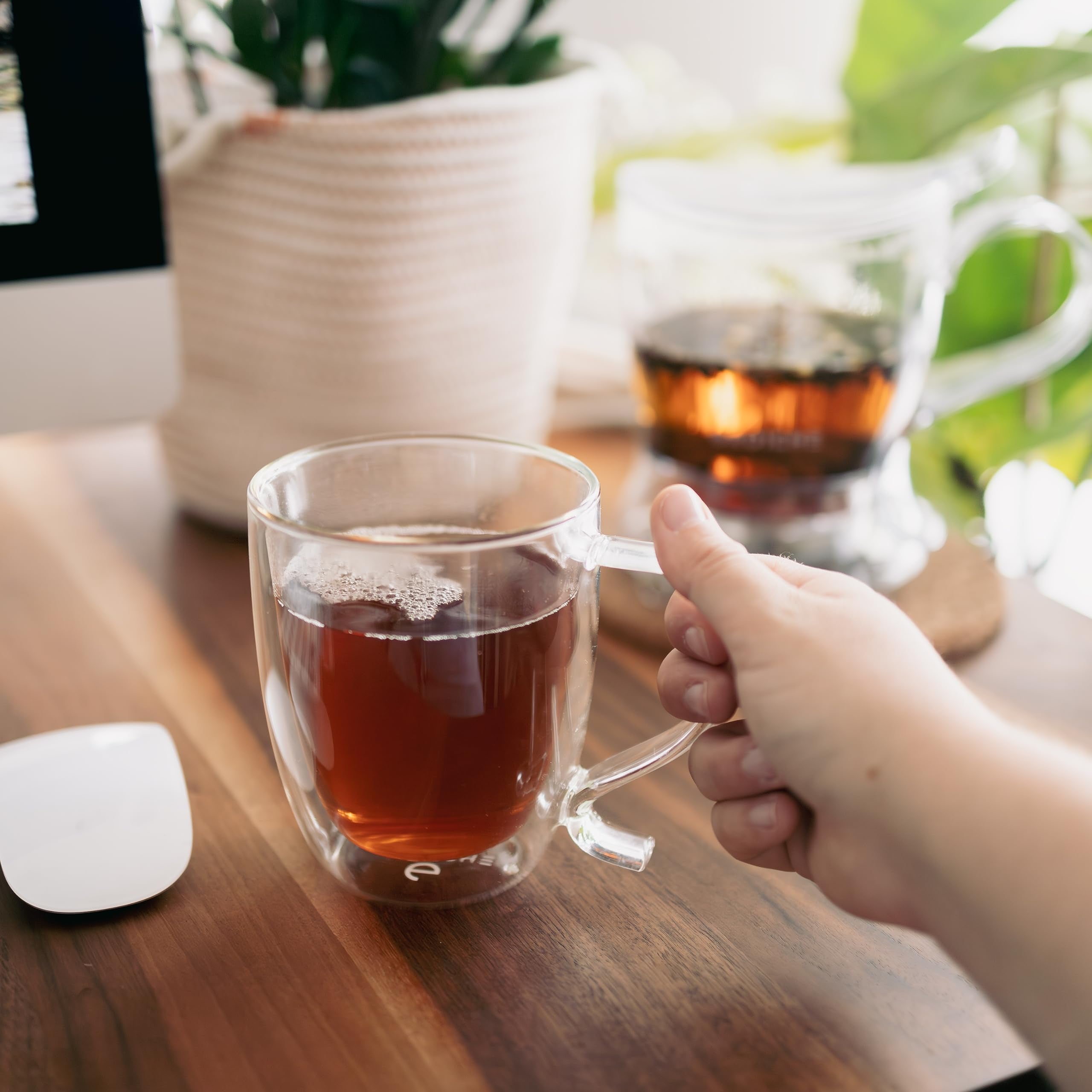 Grosche Cyprus 16 Fl. Oz Double-Wall Glass Mug Set | Espresso, Latte, Tea & More | Hot & Cold Beverages | Stylish & Aesthetic |