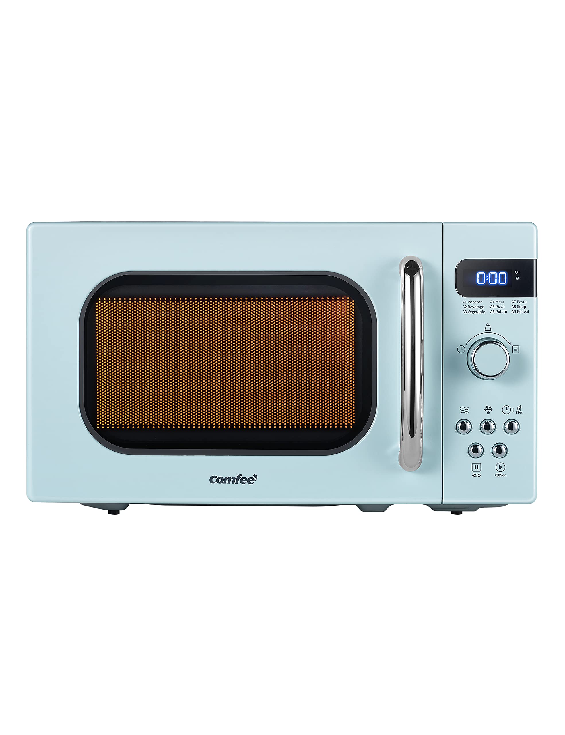 Comfee' Retro Small Microwave Oven With Compact Size, 9 Preset Menus, Position-Memory Turntable, Mute Function, Countertop Micro