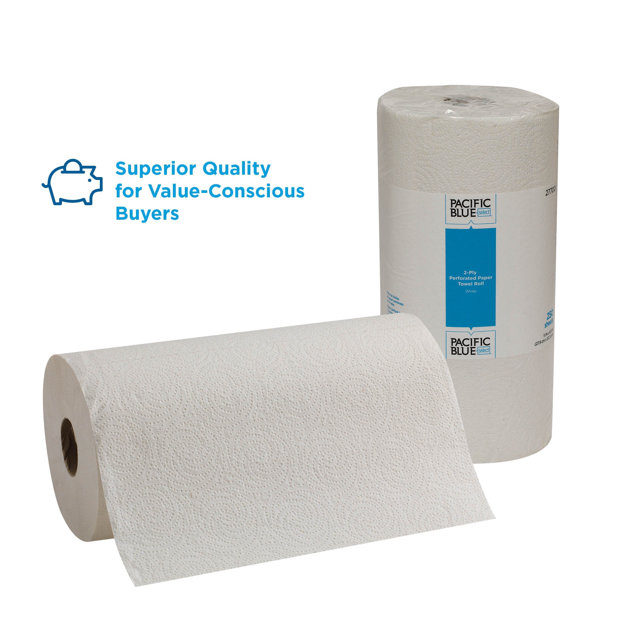 Georgia-Pacific Pacific Blue Select 2-Ply Perforated Roll Paper Towel (Previously Branded Preference), White, 27700, 250 Sheets