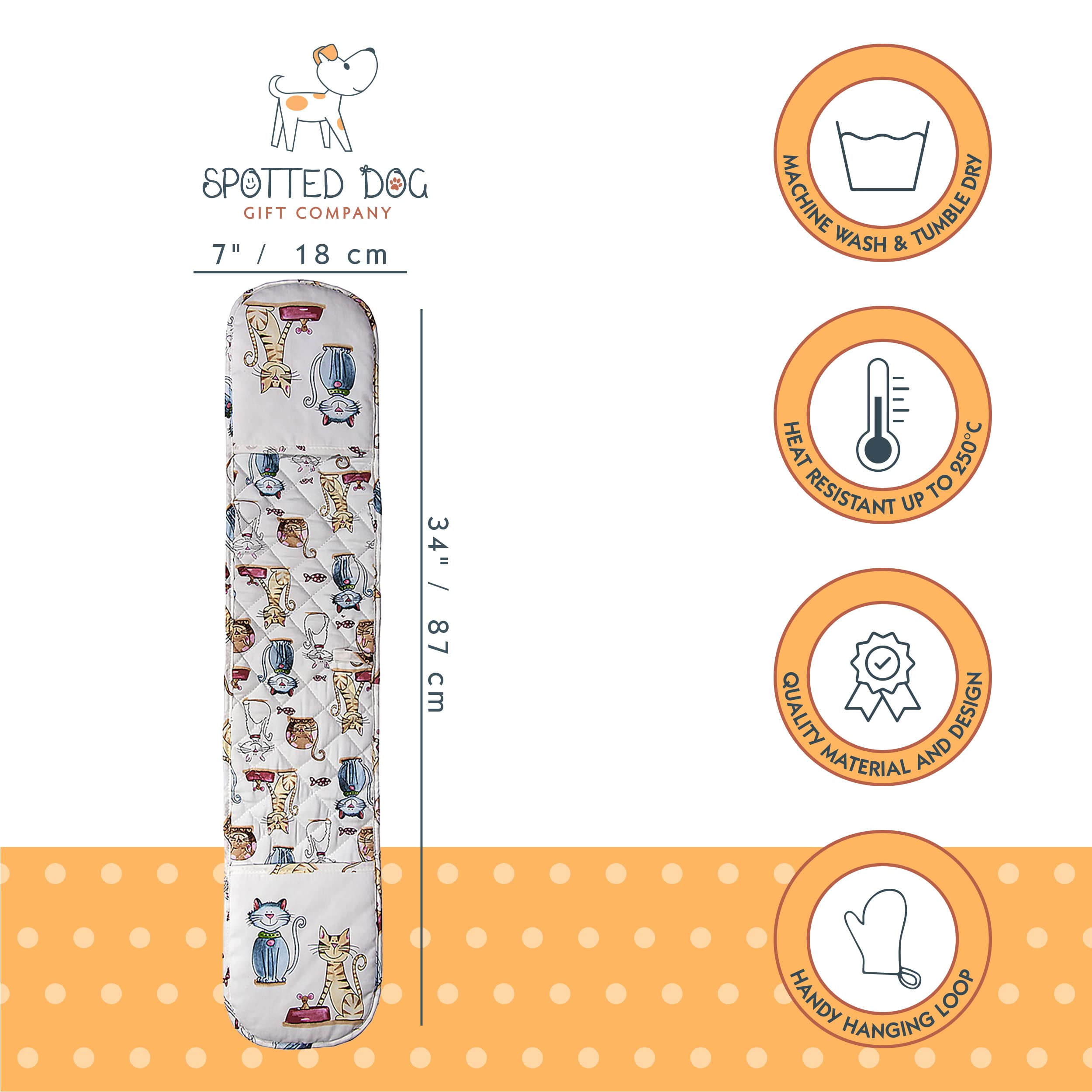 Spotted Dog Gift Company Cat Double Oven Mitt, Heat Resistant Double Oven Gloves, Cute Cats Kitchen Oven Mitts, Cooking Baking K