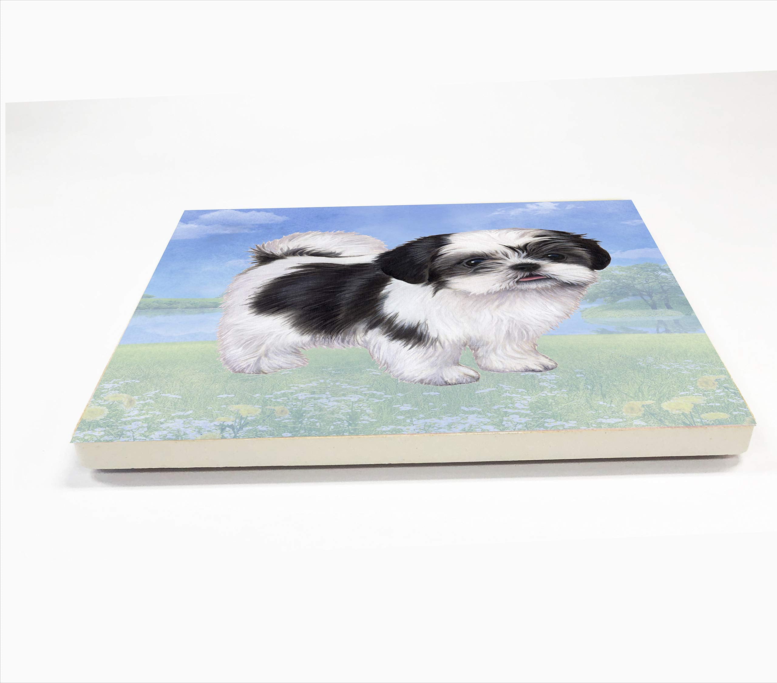 E&S Imports Ceramic Coaster - Shih Tzu B&W Puppy Cut (1)