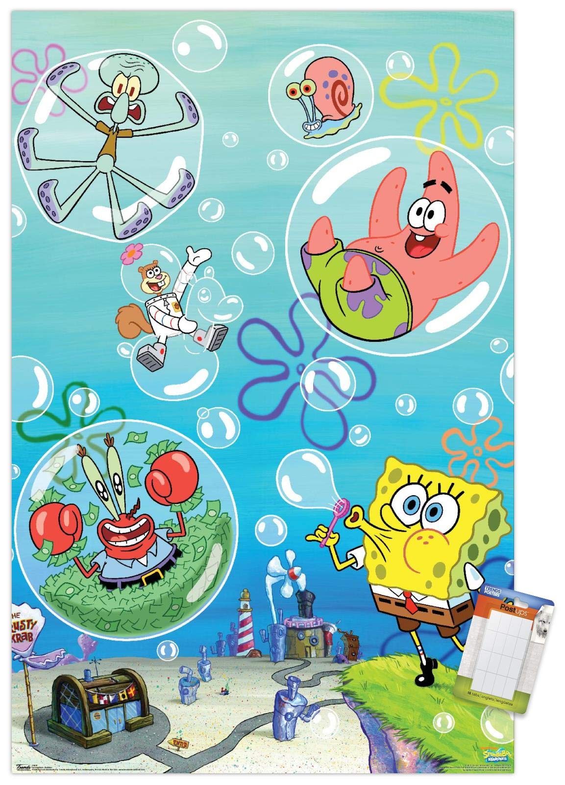 Trends International Nickelodeon Spongebob Squarepants - Bubbles Wall Poster, 14.725'' X 22.375'', Premium Poster & Mount Bundle