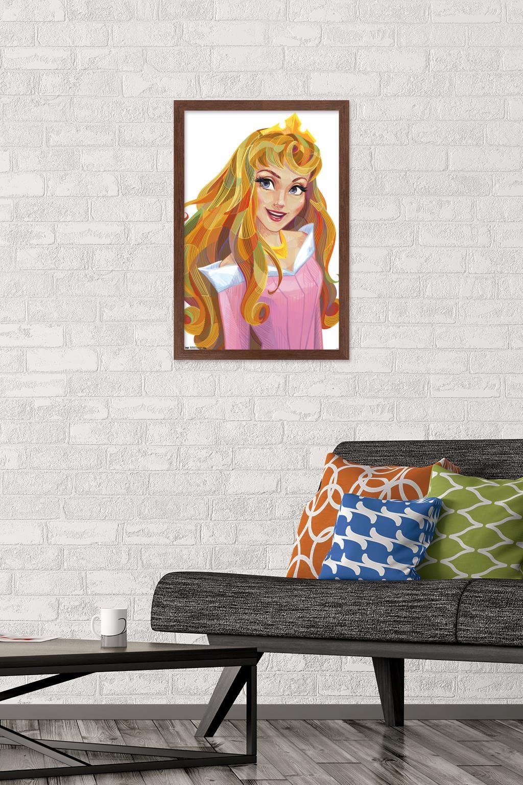 Trends International Disney Sleeping Beauty Wall Poster, 14.725" x 22.375", Mahogany Framed Version, Model FR16903MAH14X22