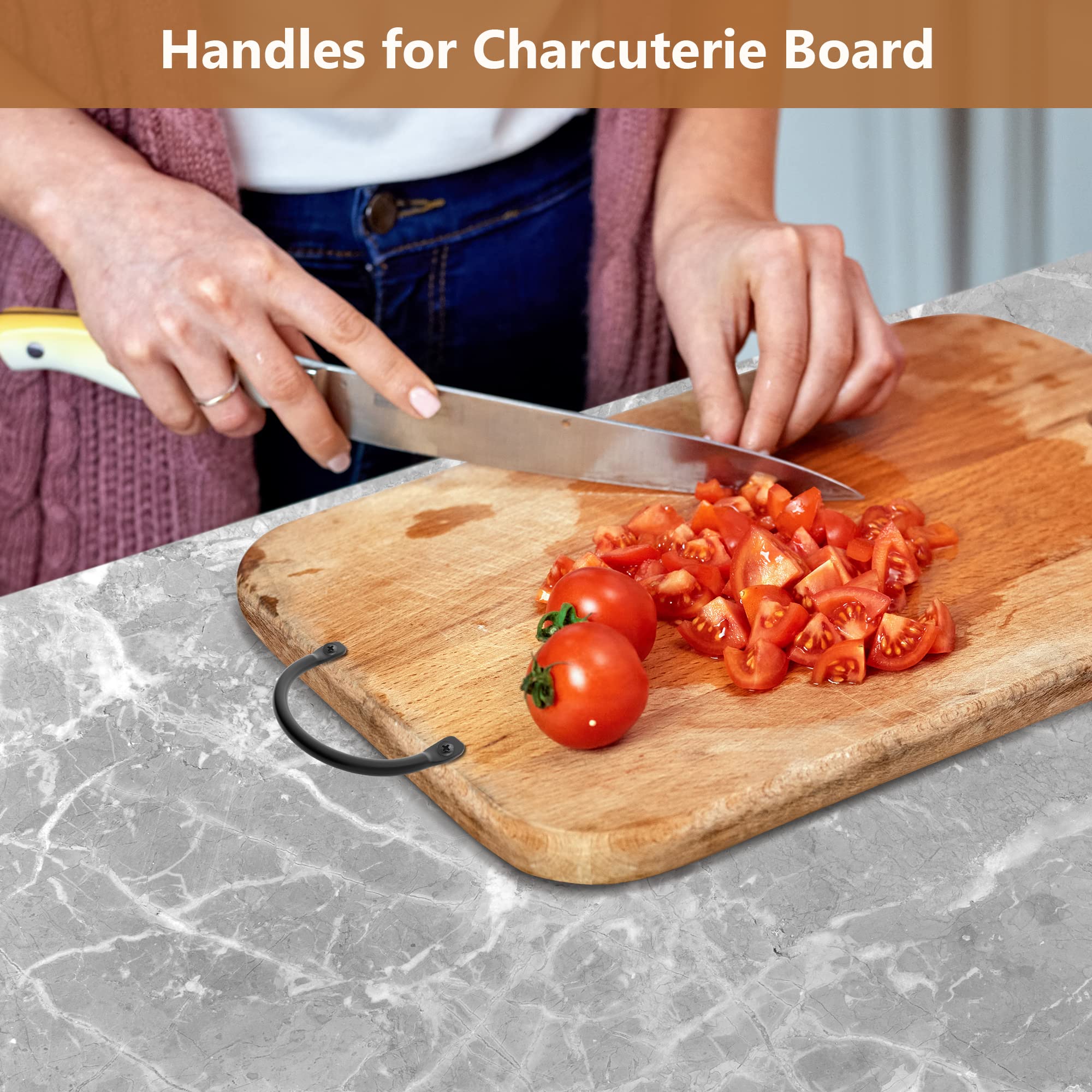 Serving Tray Handles Hardware, Side Fixing Handle For Trays Cutting Board And Charcuterie Board,Metal Rustic Curved Handle Pulls