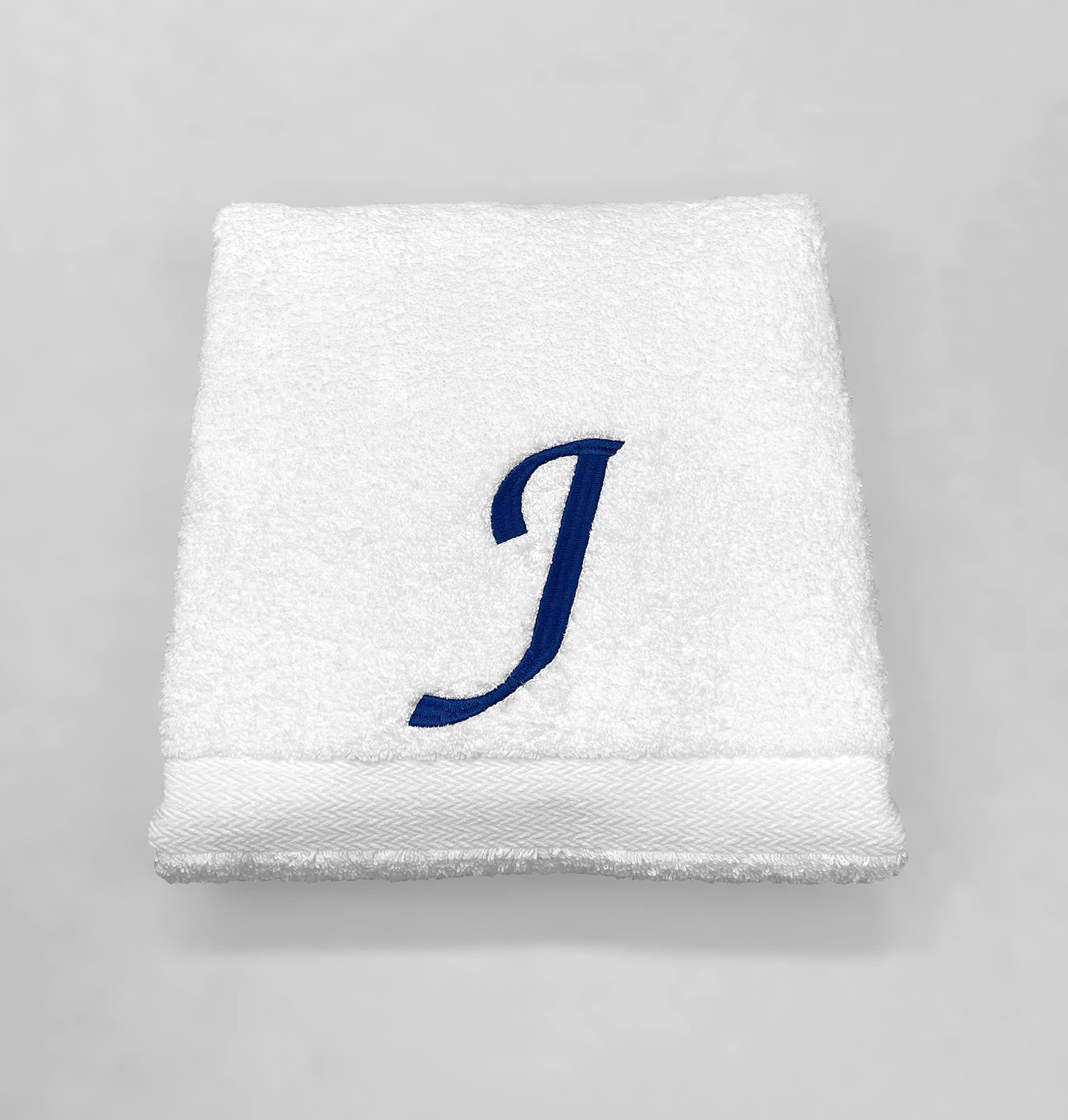 Liberty21 Monogrammed Personalized Bath Towel. Custom Embroidered Towel. (White)