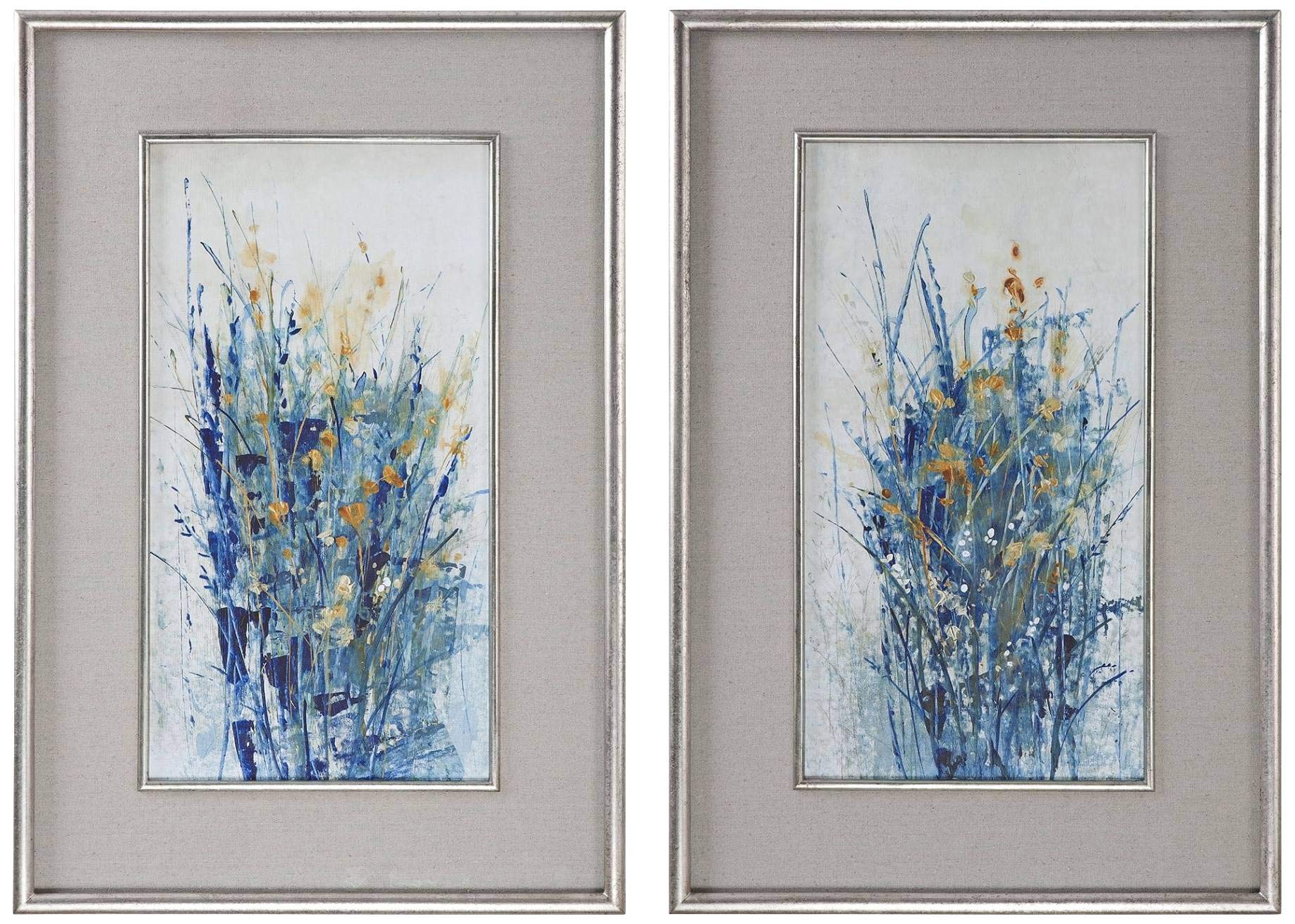 Uttermost Indigo Florals 41 1/2'' H Framed Wall Art Set Of 2