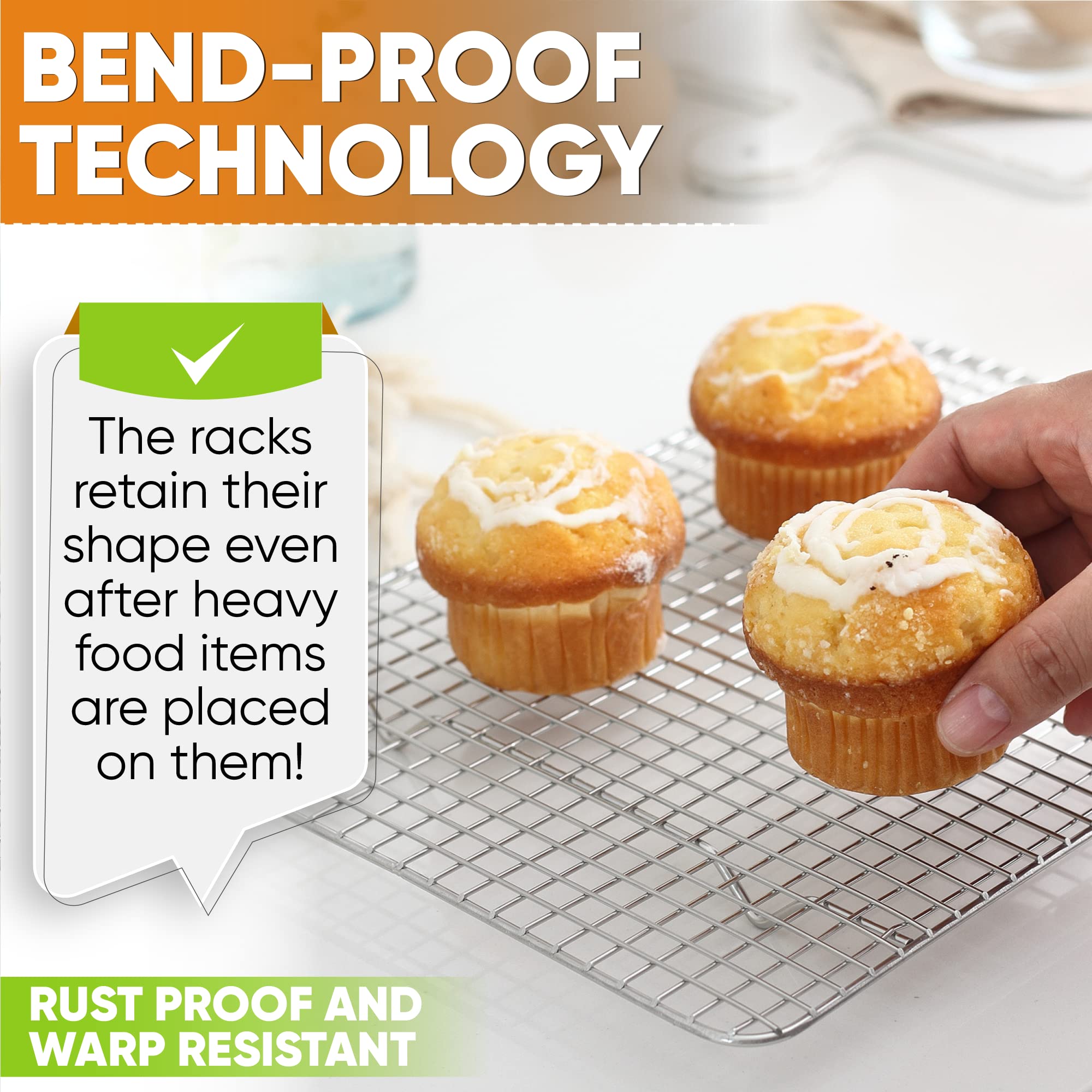 Spring Chef Cooling Rack & Baking Rack - 100% Stainless Steel Cookie Cooling Racks, Wire Rack For Baking, 8.5 X 12 Inches Fits S