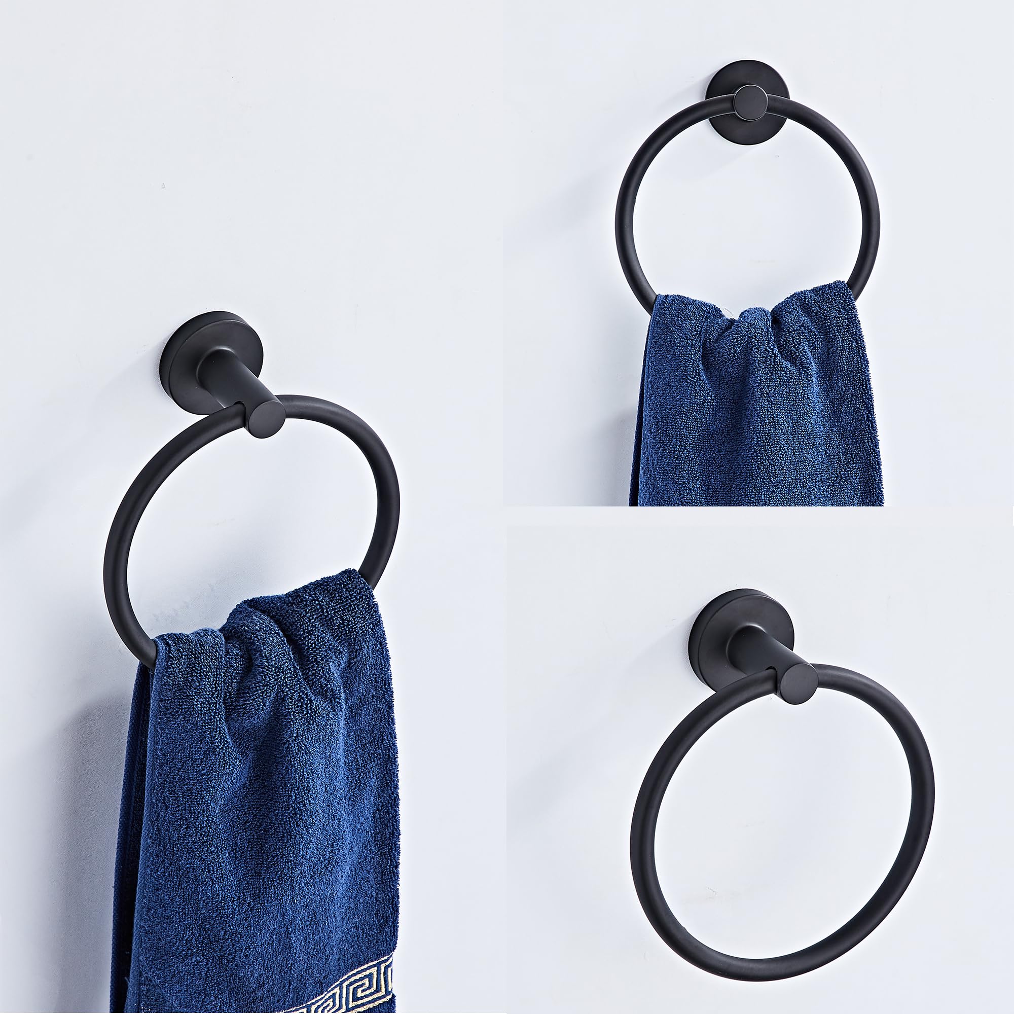 Matte Black Bathroom Hardware Set 5 Piece With Towel Racks For Bathroom, Sus304 Stainless Steel Bath Towel Bar Set, 24 Inch Wall
