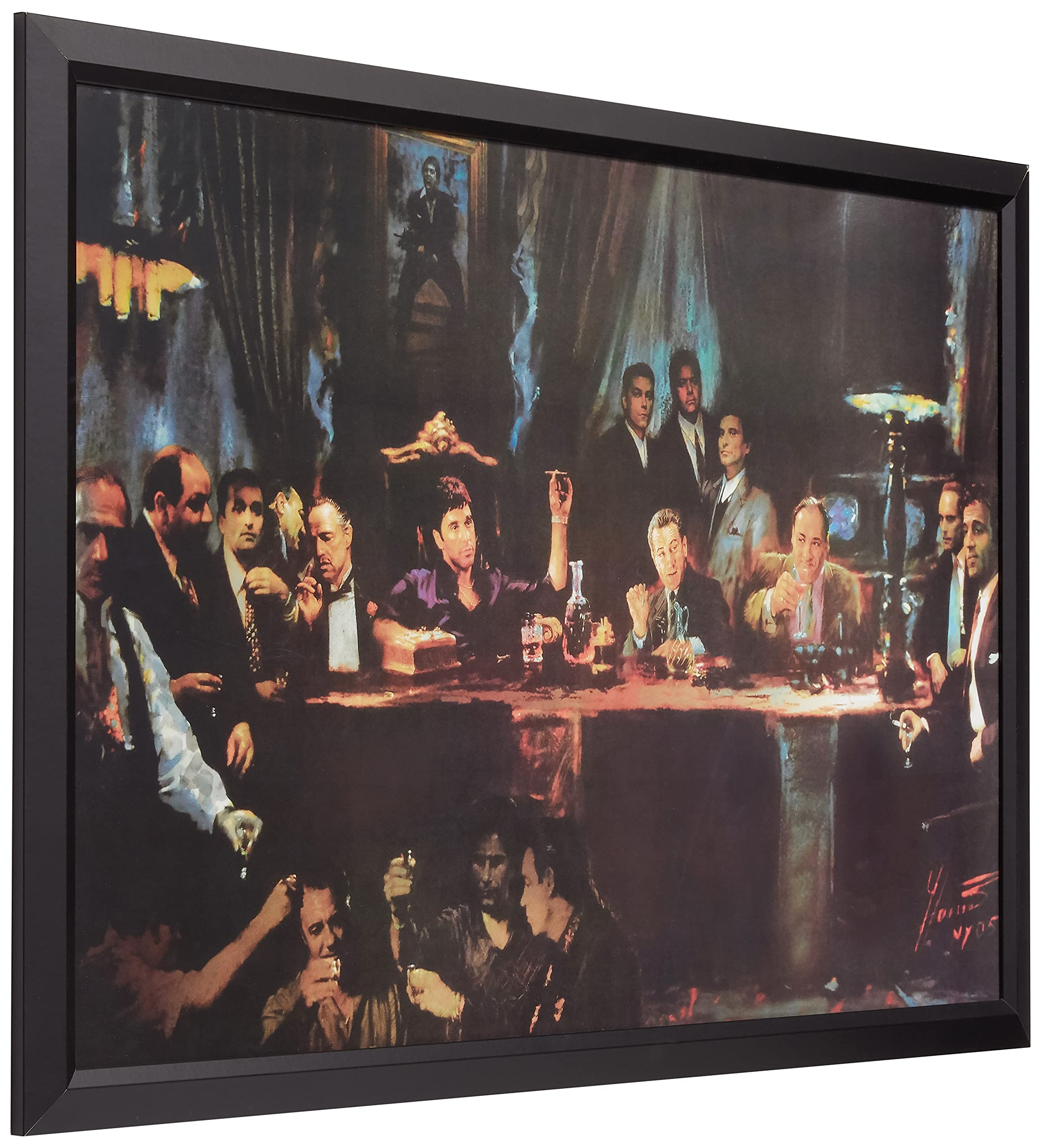 Buyartforless Framed Gangster Last Supper by Ylli Haruni 36x24 Art Print Poster Godfather Scarface Sopranos Goodfellas  Black