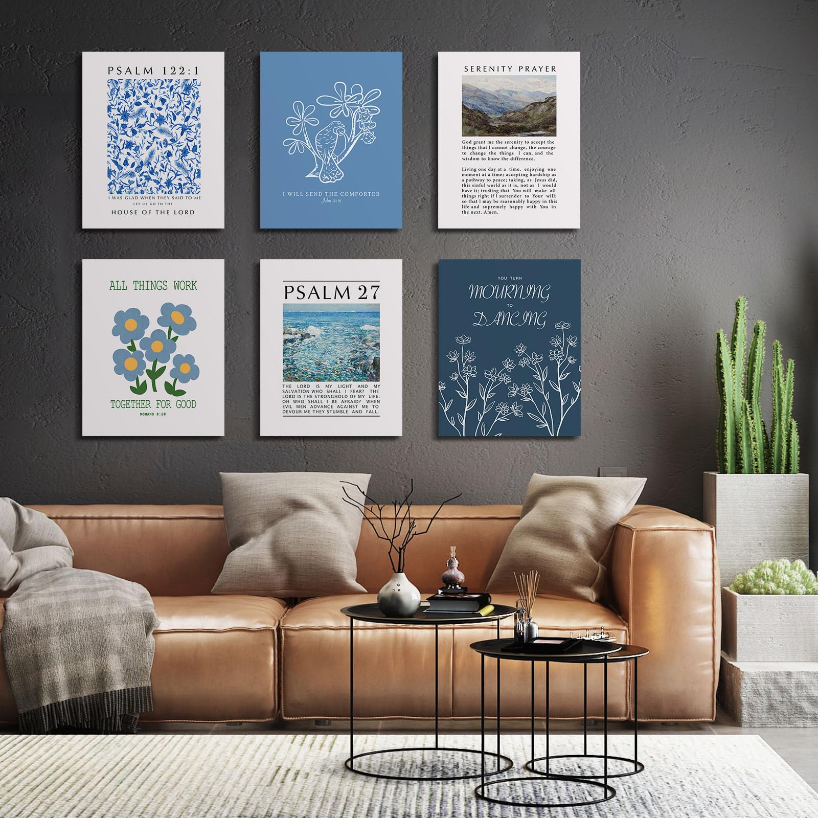 Habseligkeit Blue Flower Wall Art Prints, Retro Wall Decors For Room Aesthtic, Abstract Posters For Girls Bedroom Decor Aestheti