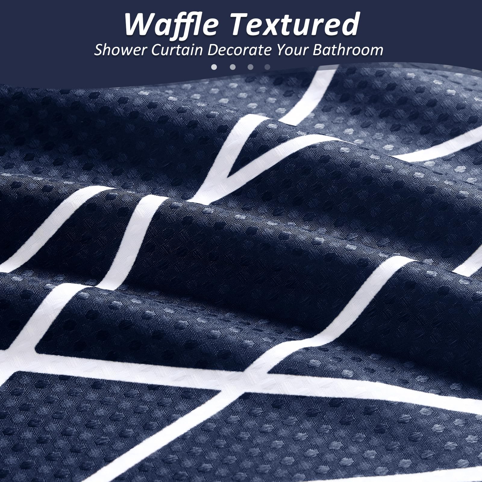 Naturoom Navy Blue Shower Curtain And Liner Ombre Waffle Fabric Shower Curtains And Liner Set Dark Blue And White Curtain Set Wi