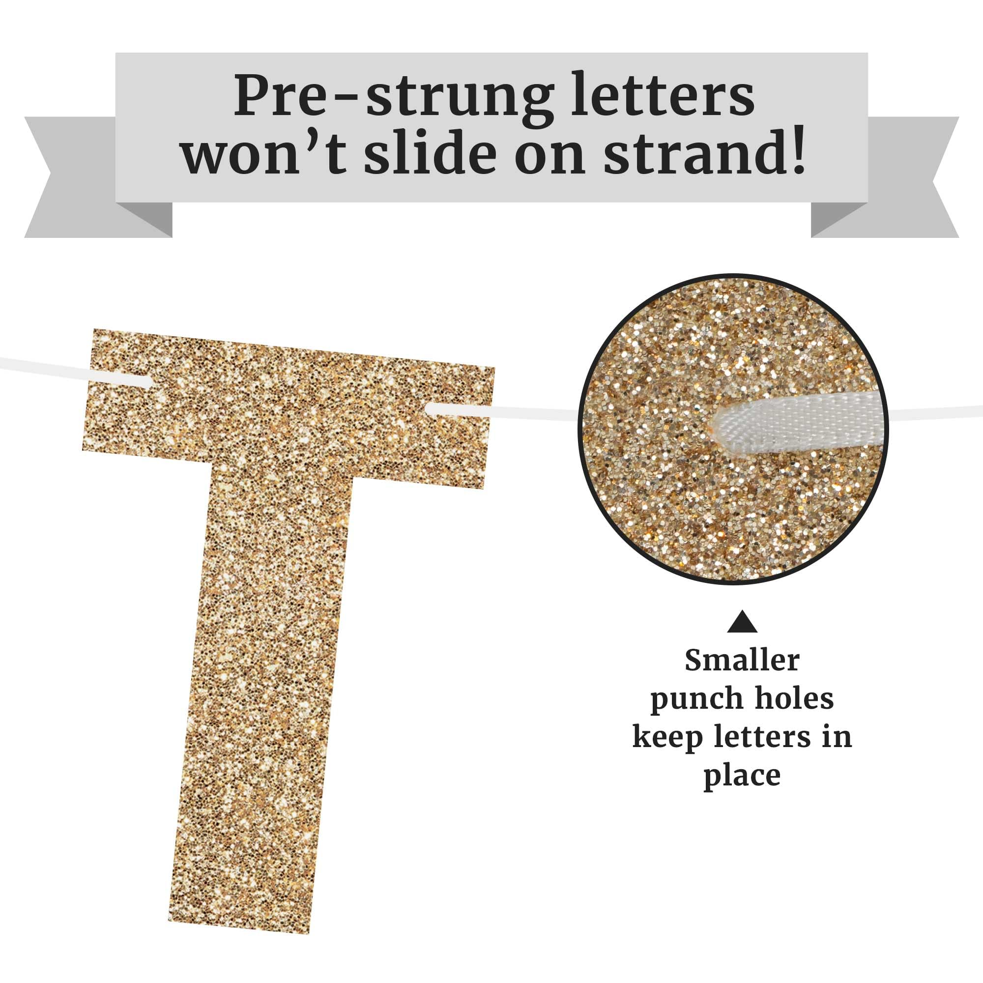 Pre-Strung Taco Bout A Party Banner - No Diy - Gold Glitter Taco Party Banner - Pre-Strung On 8 Ft Strand - Mexican Cinco De May