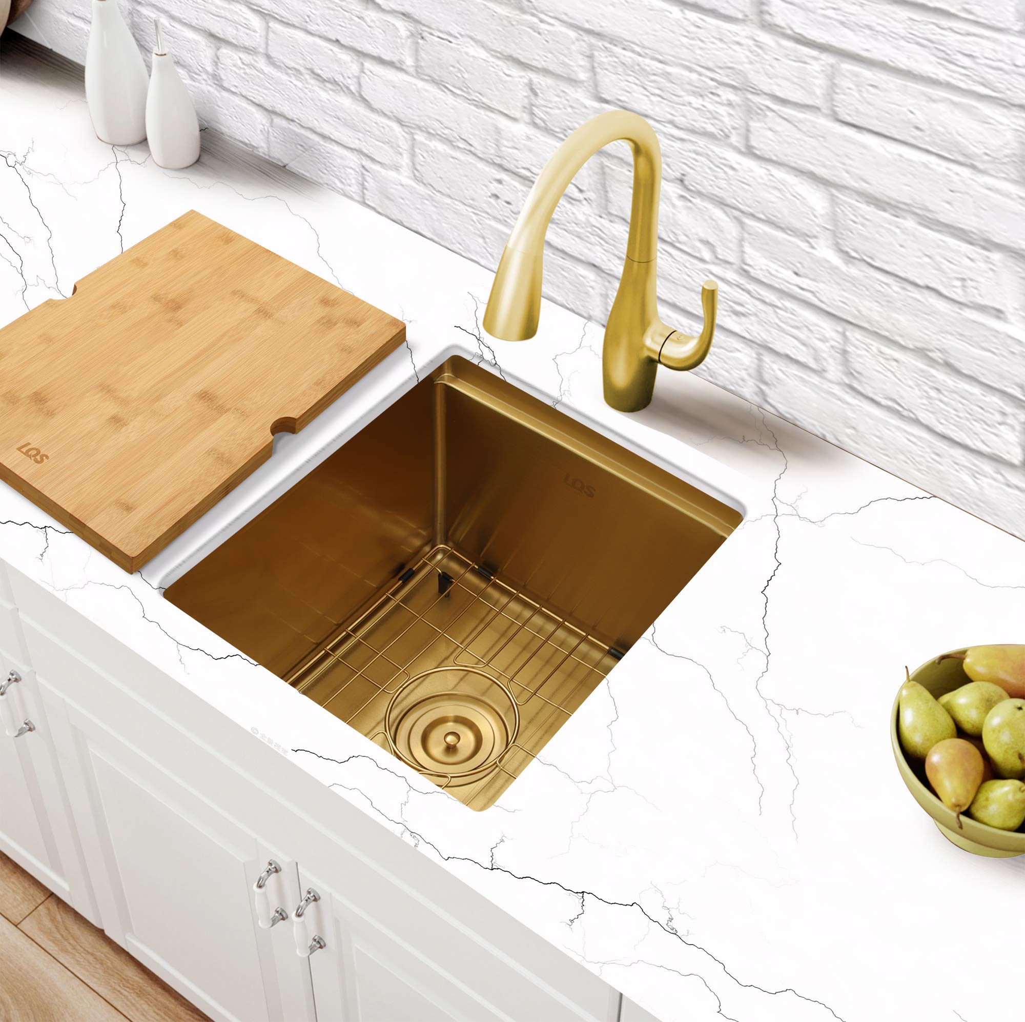 Lqs Bar Sink, Gold Undermount Bar Sink, Rv Sink, Stainless Steel Bar Sink 15'' X 17'', 16 Gauge Workstation Sink, Small Single B