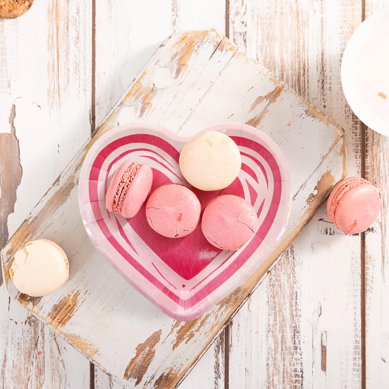 Ceiba Tree 60Pcs Heart Shaped Plates Valentines Day Paper Plates Disposable Dinner Happy Valentine'S Day Party Supplies