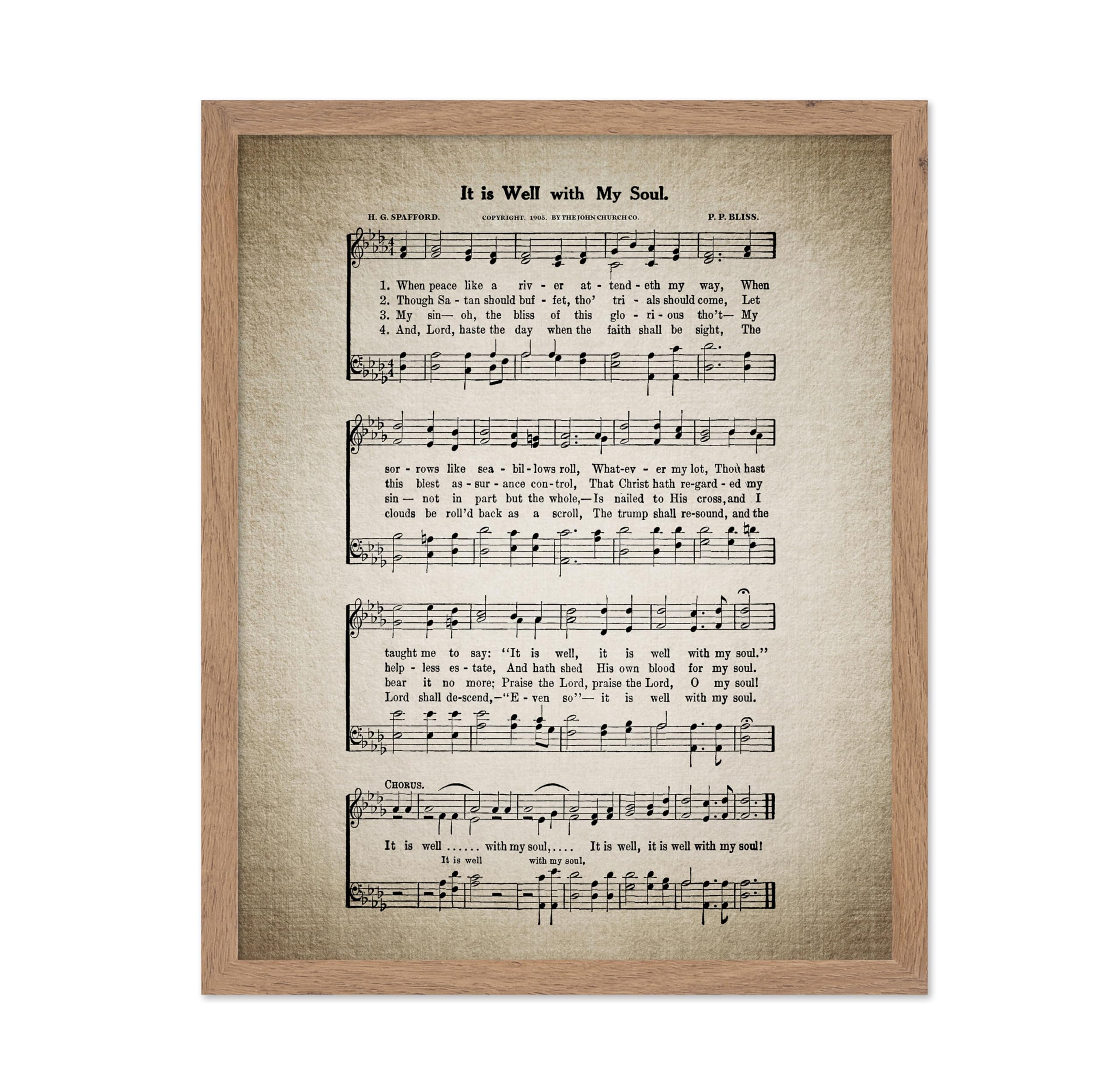 Poster Master It Is Well With My Soul Poster - Hymnal Song Sheet Print - Sheet Music Art - Gift for Him, Her, Musician - Musical