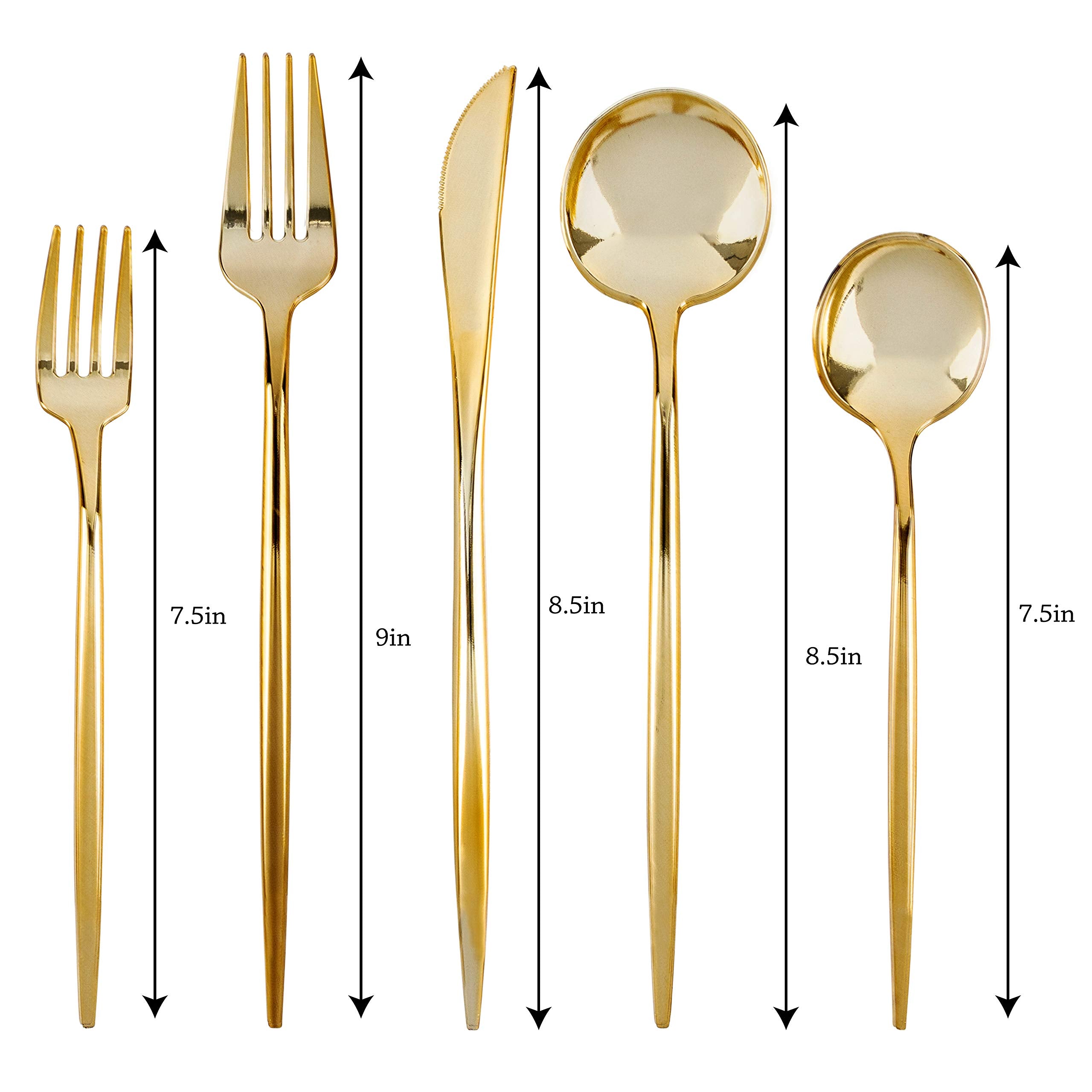 Novelty Modern Flatware, Cutlery, Disposable Plastic Dinner Forks Luxury Gold 64 Count
