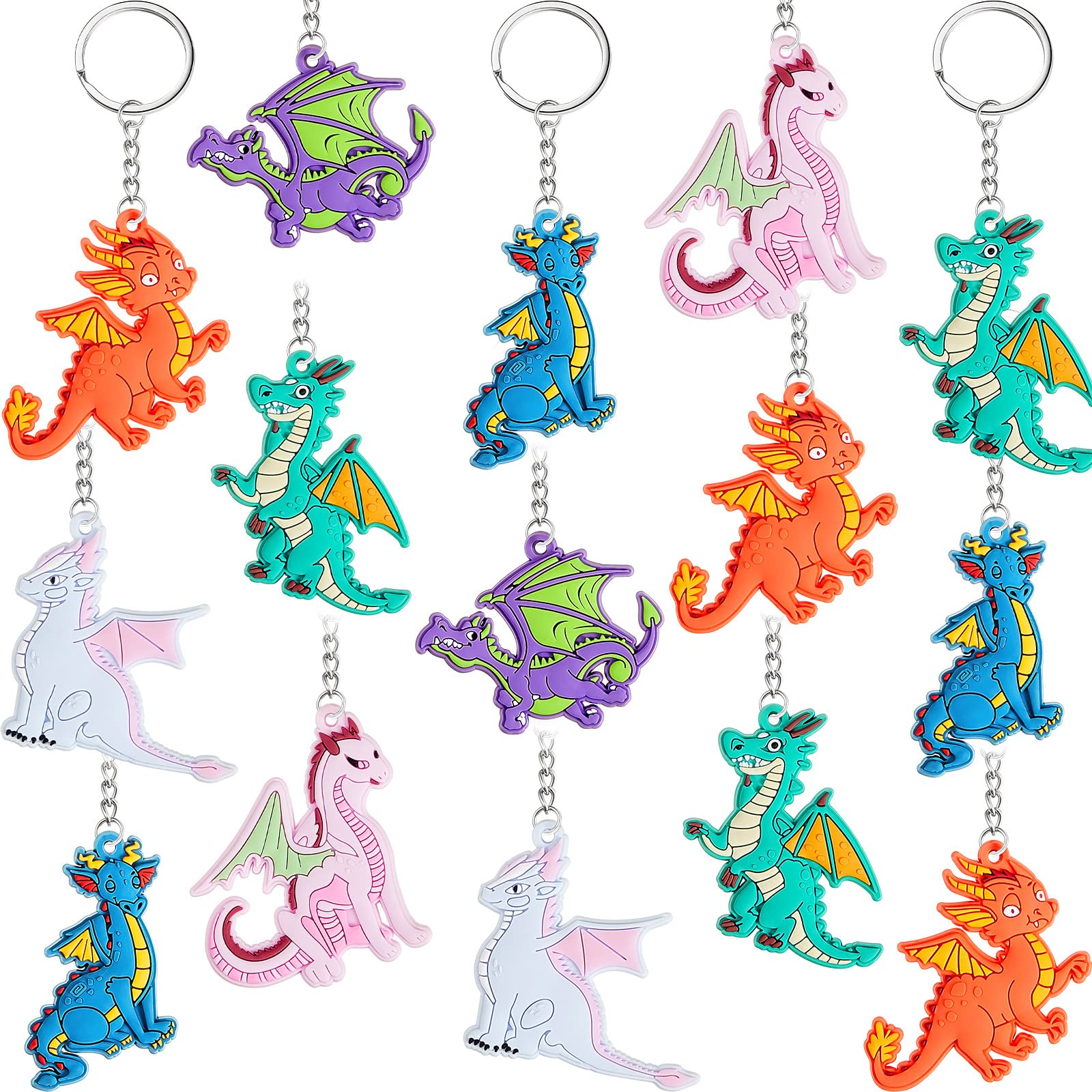 30 Pcs Dragon Key Ring Dragon Keychain Dragon Party Favors Pvc Keychains For Kids Women Men Dragon Birthday Party Supplies Favor