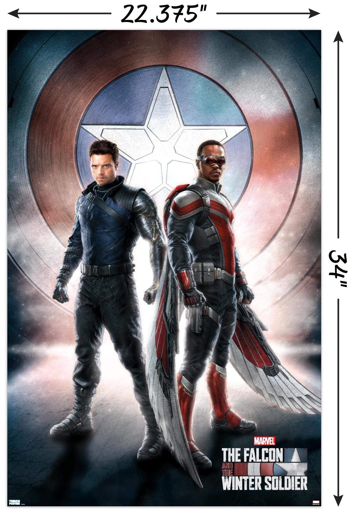 Trends International Marvel Television - Falcon And Winter Soldier - One Sheet Wall Poster, 22.375'' X 34'', Poster & Clip Bundl