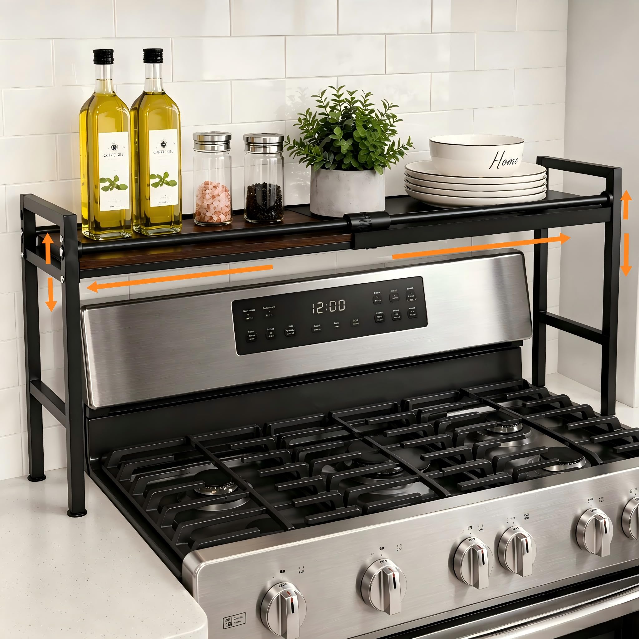 Extendable Over the Stove Shelf, Stove Top Shelf with Adjustable Height