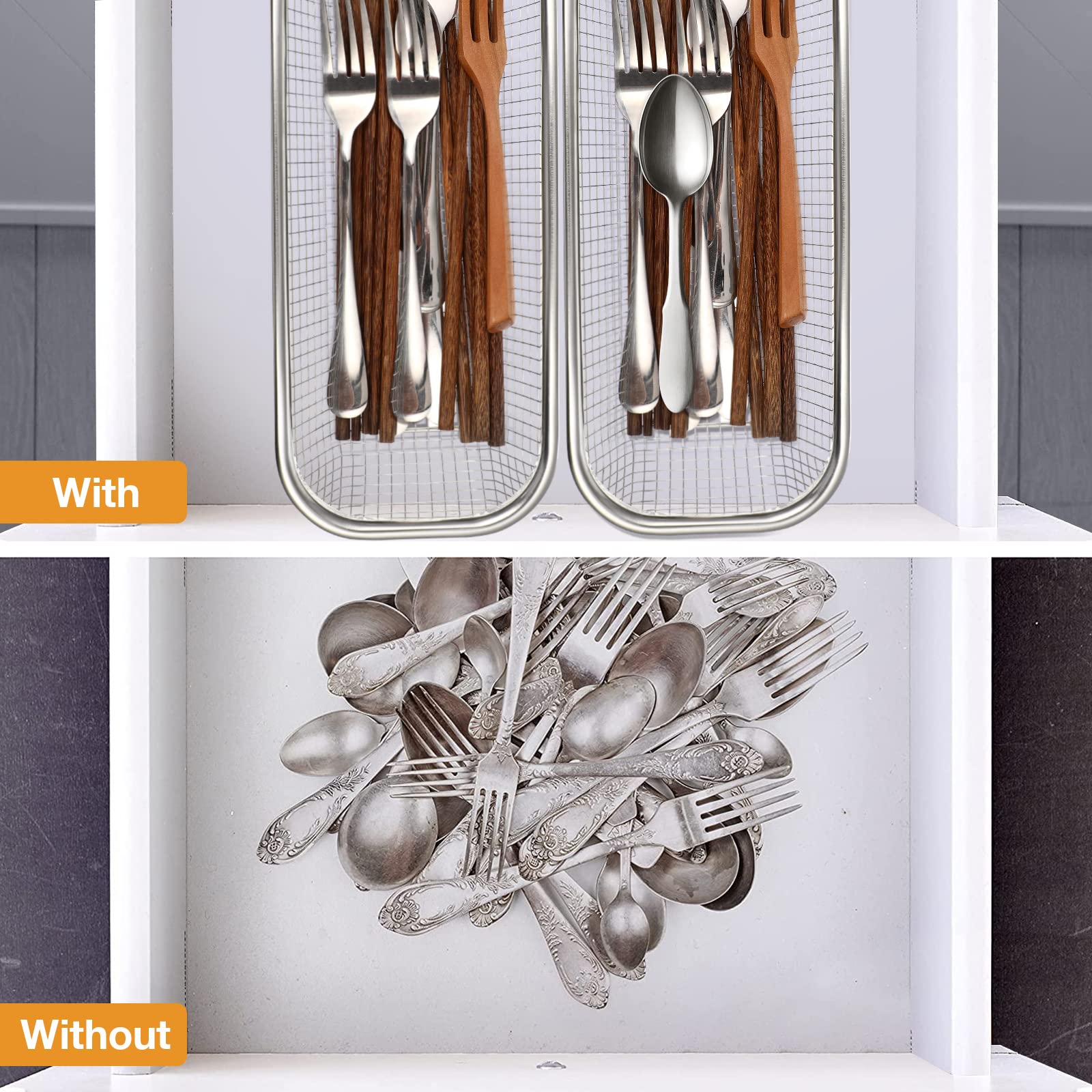 Stainless Steel Utensil Drying Rack: Utensils Holder Dishwasher Silverware Basket Compact Dish Rack Chopsticks Spoons, Forks, Kn