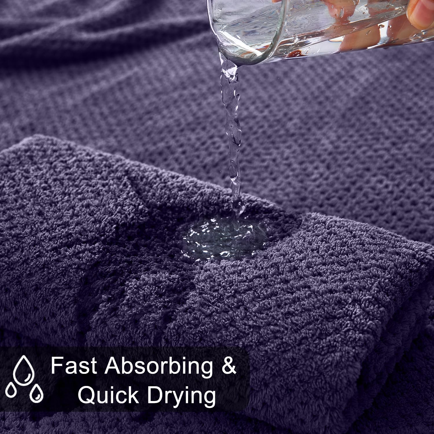 8-Piece Purplr Bath Towels Set,2 Oversized Large Bath Towels Sheet,2 Hand Towels And 4 Washcloths - 600 Gsm Soft Luxury Towel Se