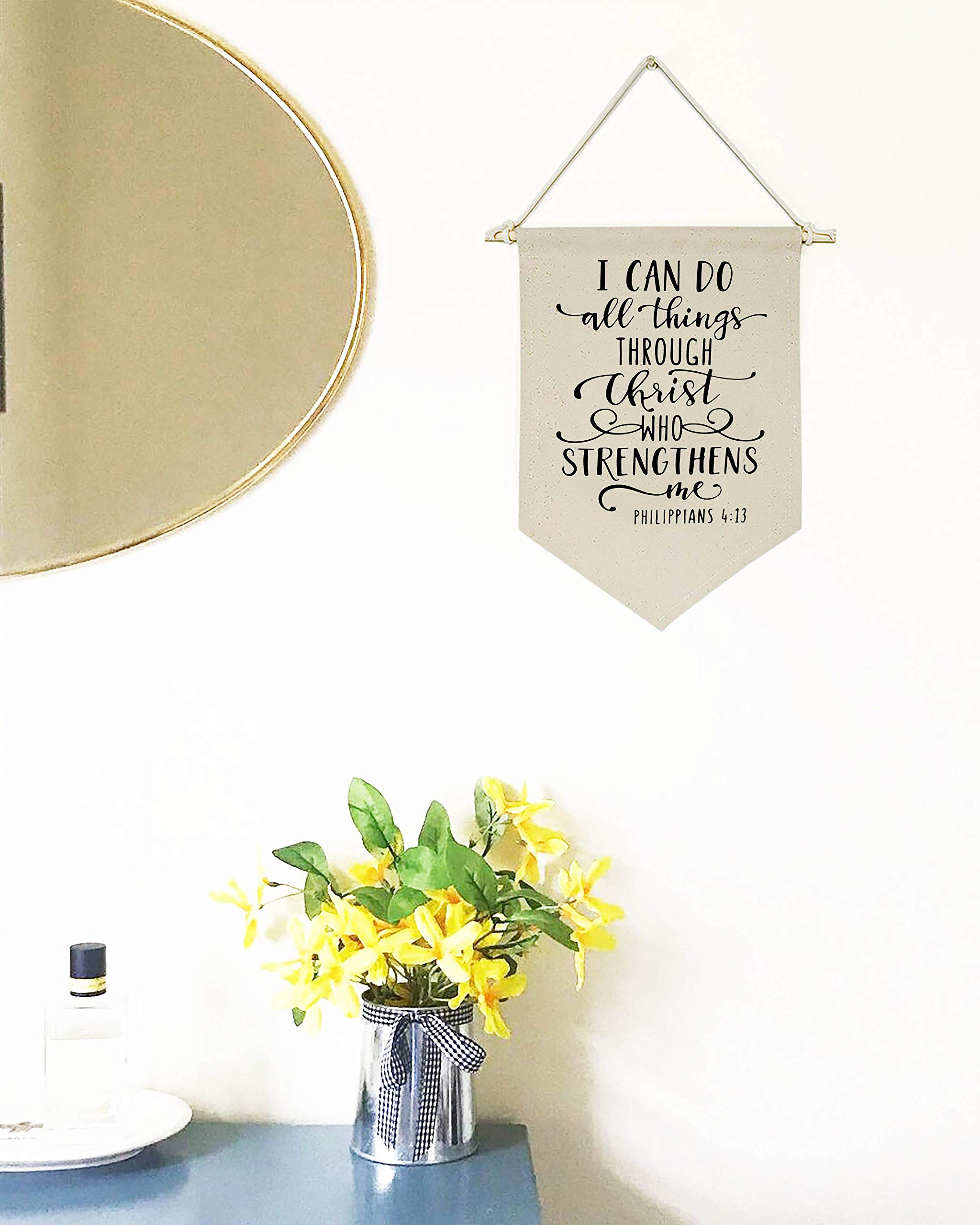 I Can Do All Things Through Christ - Canvas Hanging Flag Banner Wall Sign Decor-Inspirational Gift For Nursery,Kids Room,Living