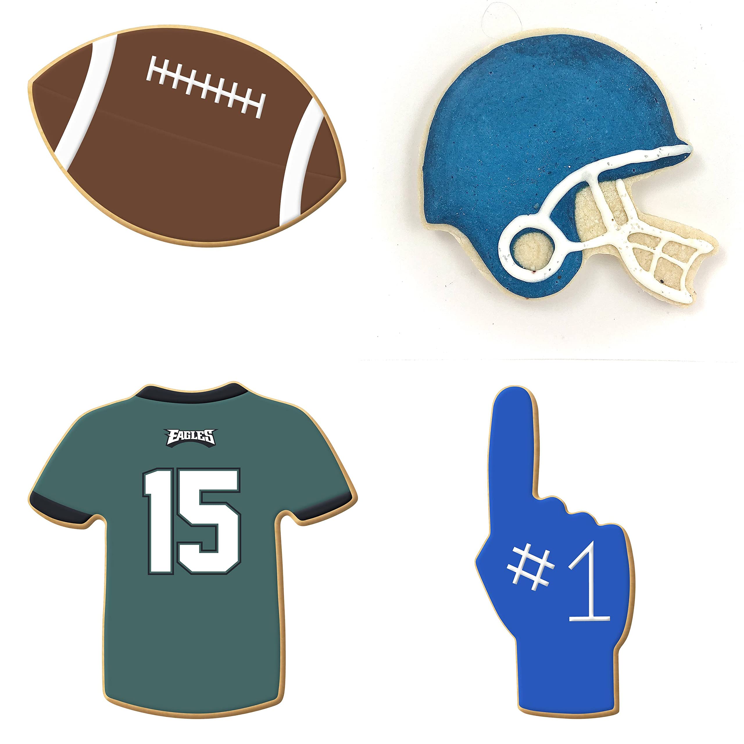 Football Cookie Cutter Set 4 Pc - Foose Cookie Cutters - Usa Tin Plated Steel