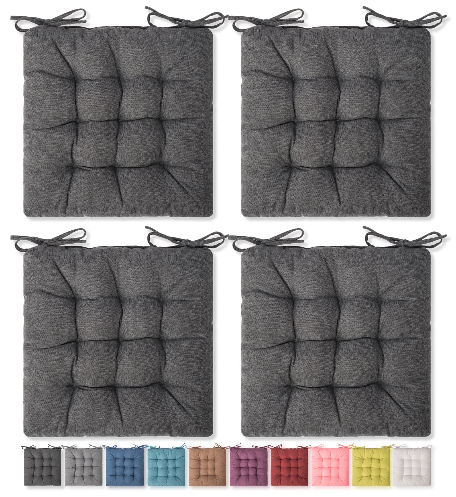 SQUARE MOON 4 Pack Seat Cushion, Comfort Chair Pads for Indoor & Outdoor Dining & Office Chairs