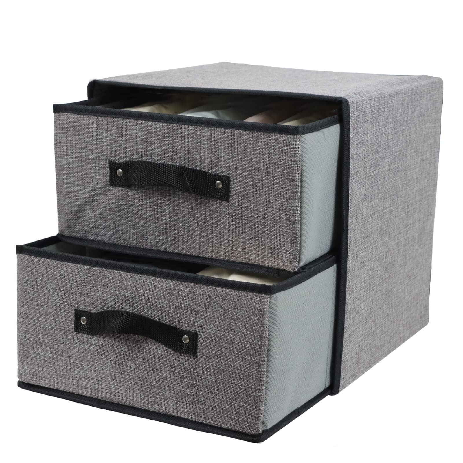 Linen Closet Organizers and Storage, Fabric Storage Drawer Organizer, Dresser Organizer with 2 Drawers for Underwear, Sock, Bra,