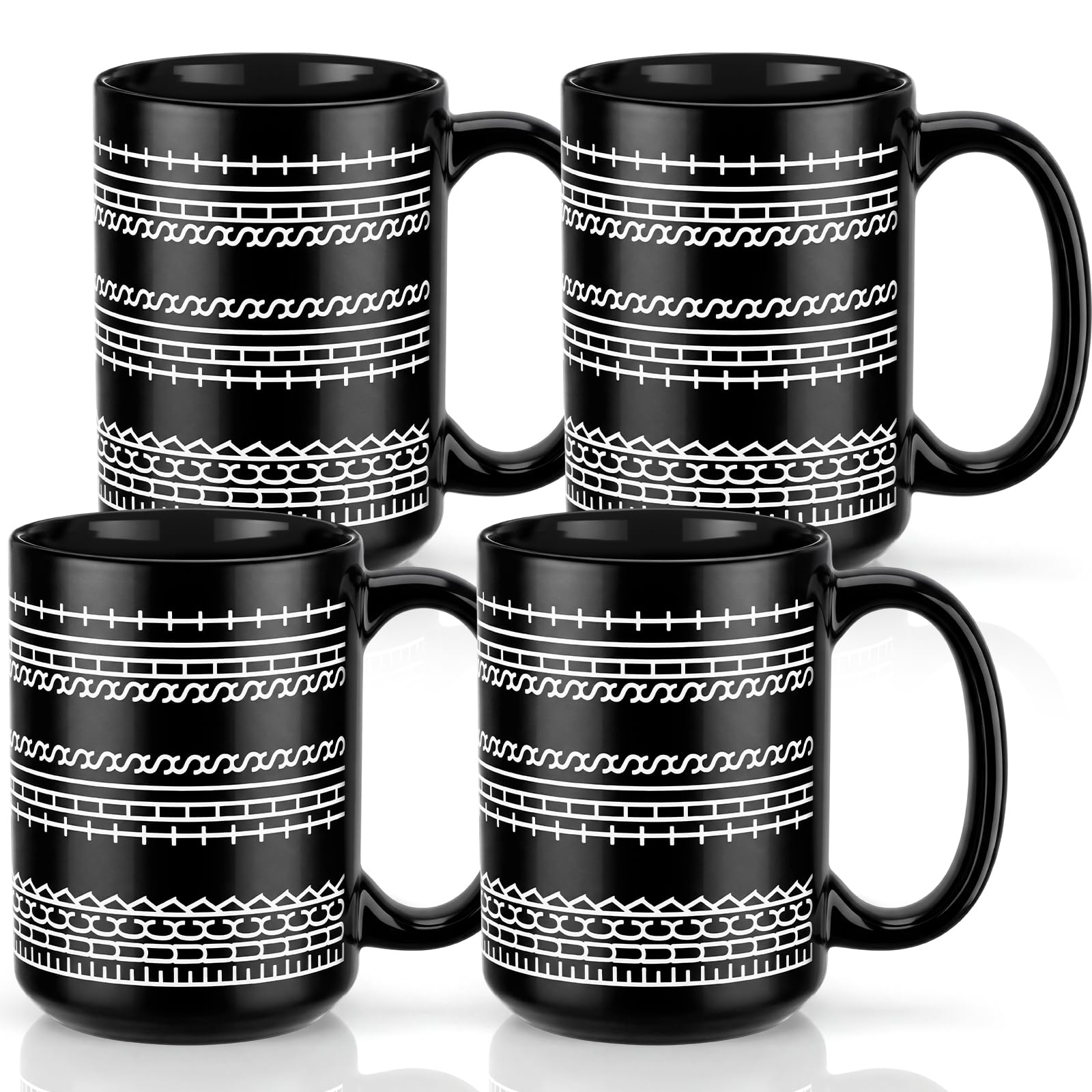 Lounsweer 4 Pieces Hidden Message Coffee Mugs 15 oz, Black