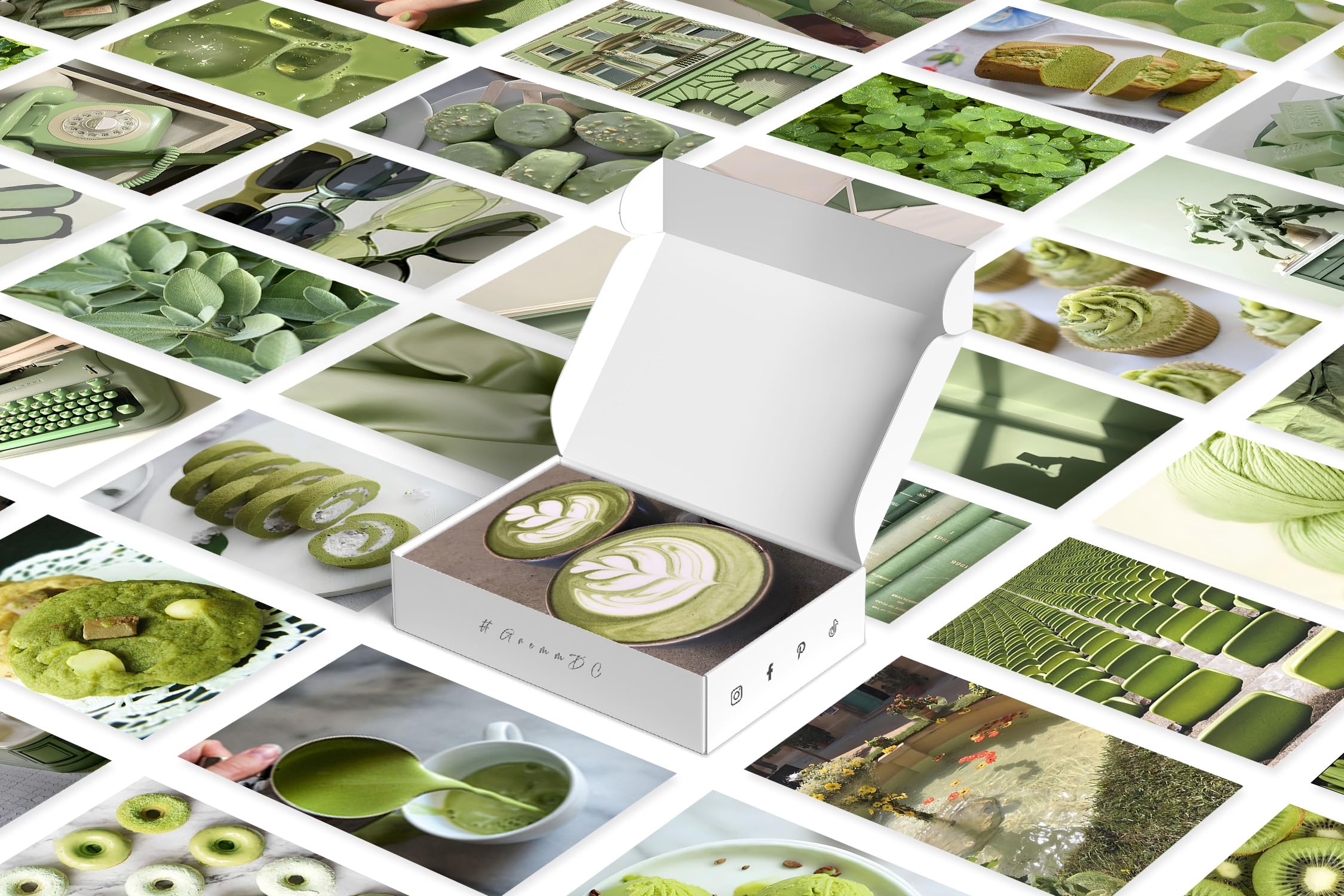 Y2K Boo Matcha Green Wall Collage Kit - 50 Aesthetic Posters For Room Decor, Perfect For Dorms And Bedrooms, Trendy Green Wall A