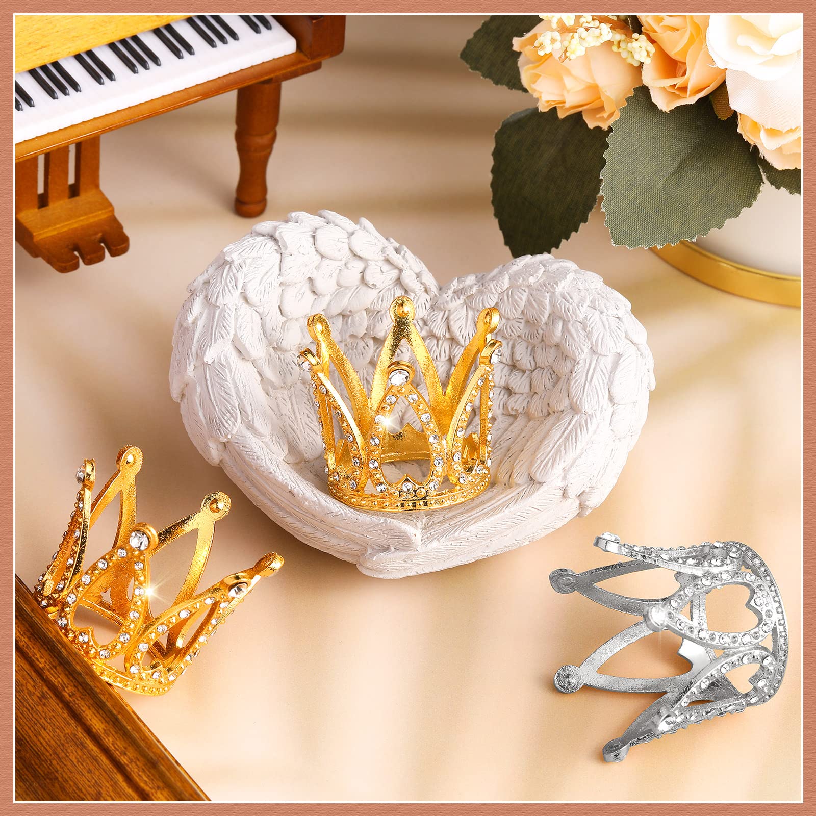 12 Pcs Crown Cake Topper Mini Baby Crown Tiny Queen Crown Small Princess Headpiece Cake Decoration for Women Lady Girl Bridal We