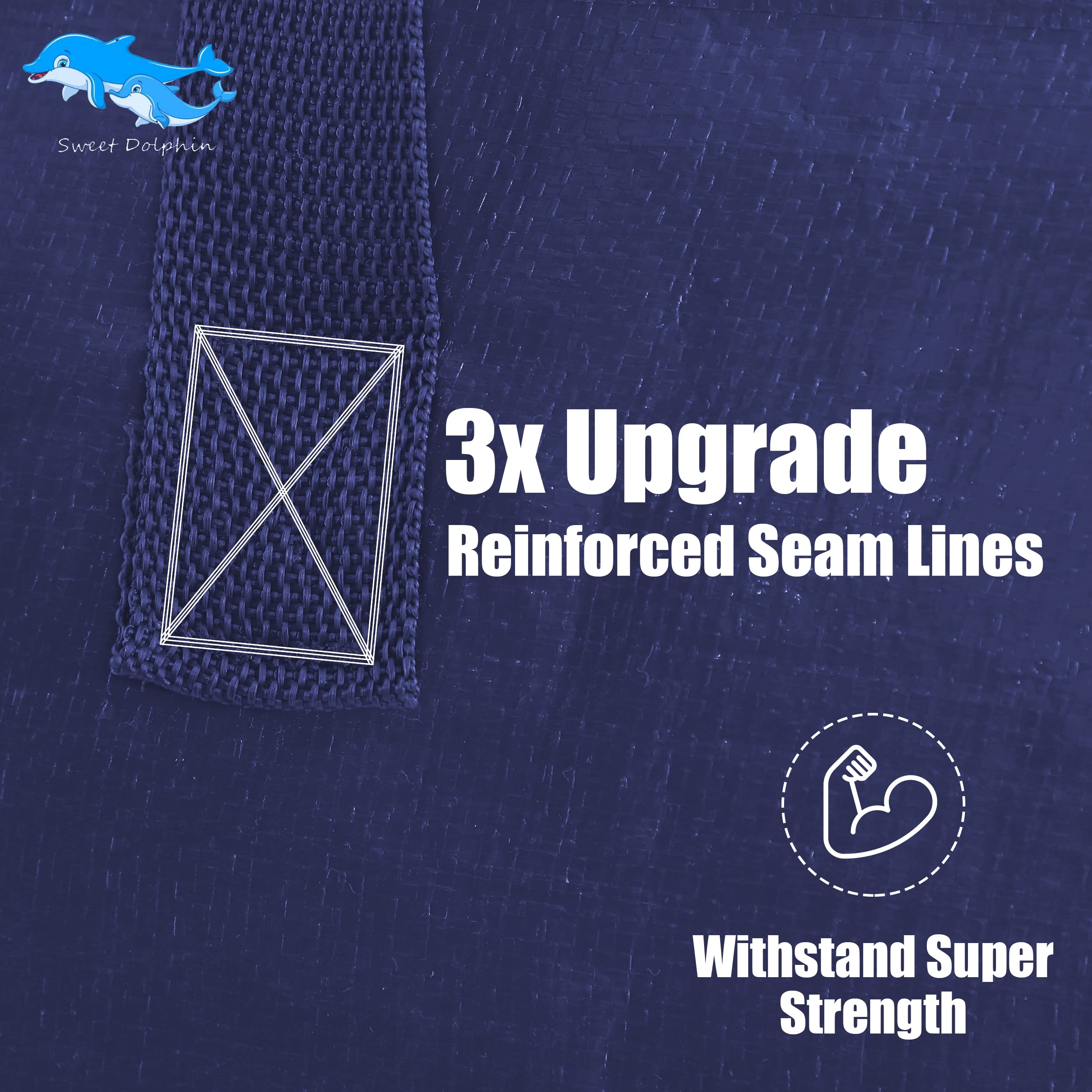 SWEET DOLPHIN 6 Pack Extra Large Moving Bags with Strong Zippers & Carrying Handles  Heavy Duty Storage Tote for Space Saving Moving Storage  Fold Flat  Alternative to Moving Box (Navy Blue)