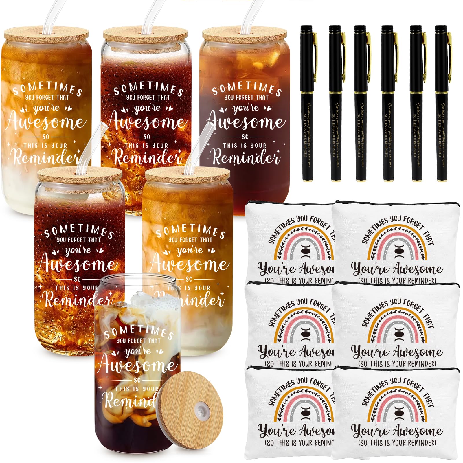 6 Set Employee Appreciation Gifts Bulk, Chaos Coordinator Gifts For Coworker Staff Teacher Nurses, 16Oz Thank You Glass Cups Mak